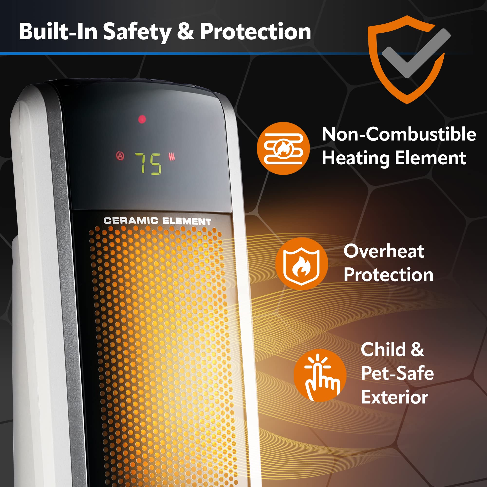 Lasko 5586 Digital Ceramic Tower Heater With Remote, Dark Grey