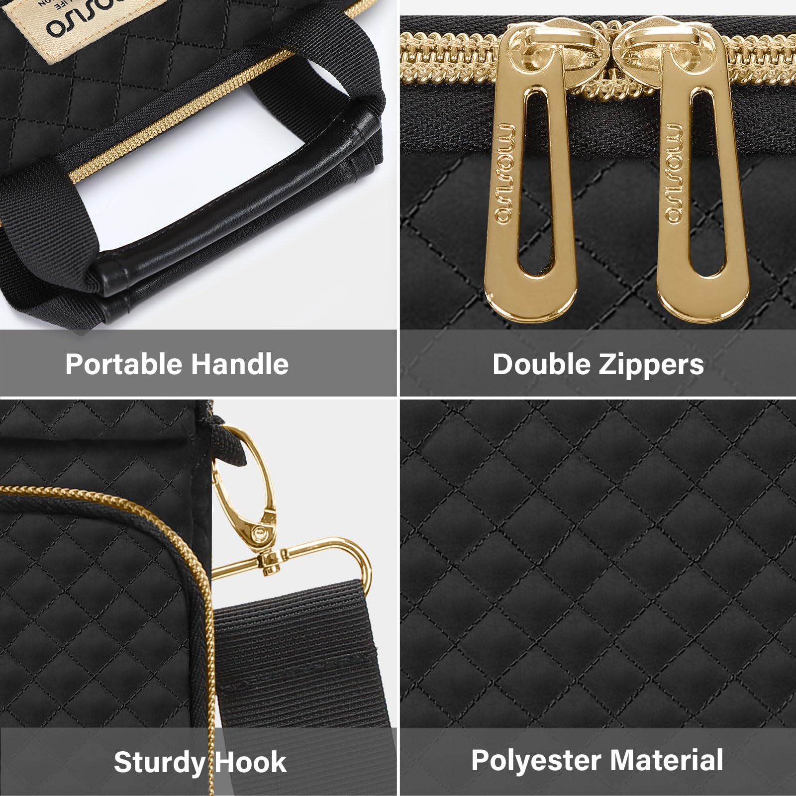 Mosiso 9 11 Inch Tablet Sleeve For 11 Inch Ipad Pro M4 & Ipad Air M2 2024, Ipad 10 & Air 5 10.9, Ipad 9/8/7Th 10.2, Tab S8/S9 11, Square Quilted Carrying Case With Front 2 Pockets, Black