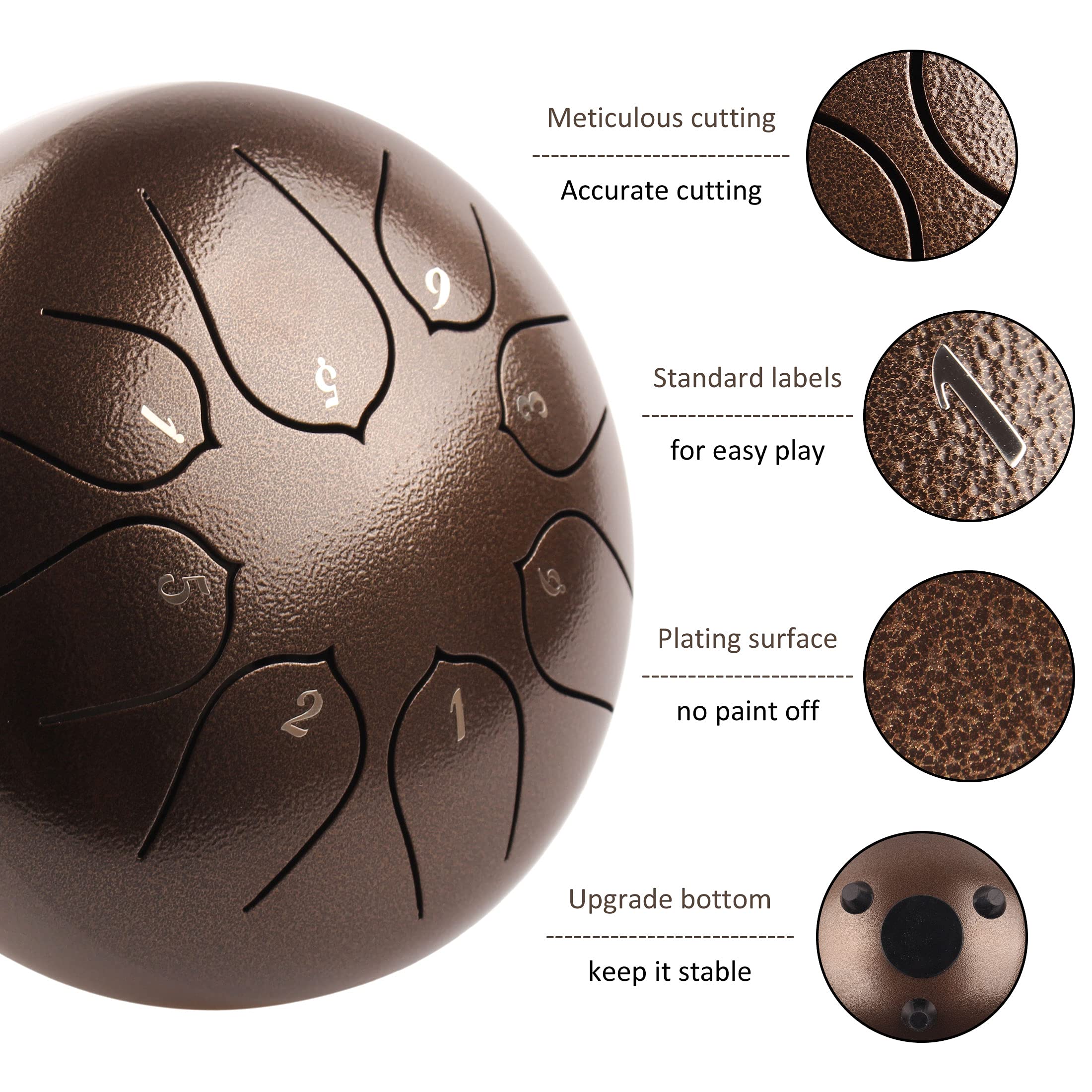 Lomuty Steel Tongue Drum Rain Chime, 8 Notes 6 Inch Rain Drum For Outside When It Rains, Chakra Tank Drum With Bag, Mallets, Fin