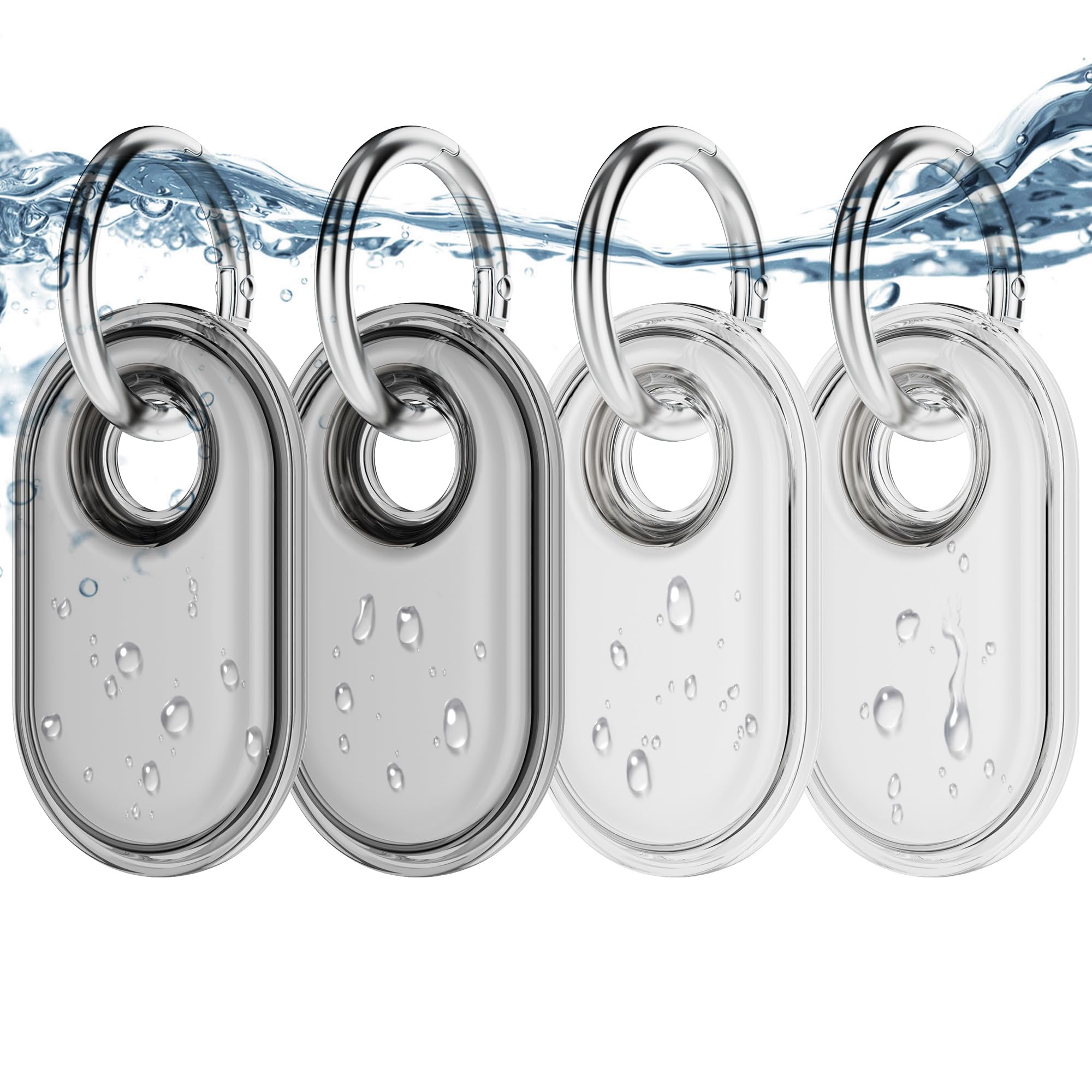 4 Pack For Samsung Smart Tag 2 Case With Key Ring,Full Body Ipx8 Waterproof Tpu Cover For Galaxy Smarttag2,Anti Scratch Protecti