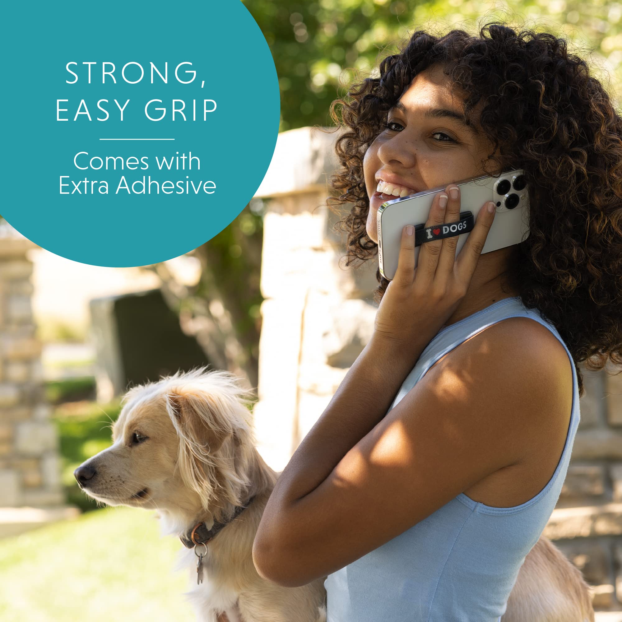 Lovehandle Universal Phone Grip For Smartphones & Mini Tablets   Phone Holder For Hand   Wireless Charging Compatible   Made In The Usa   Black Elastic Strap With Rose Base