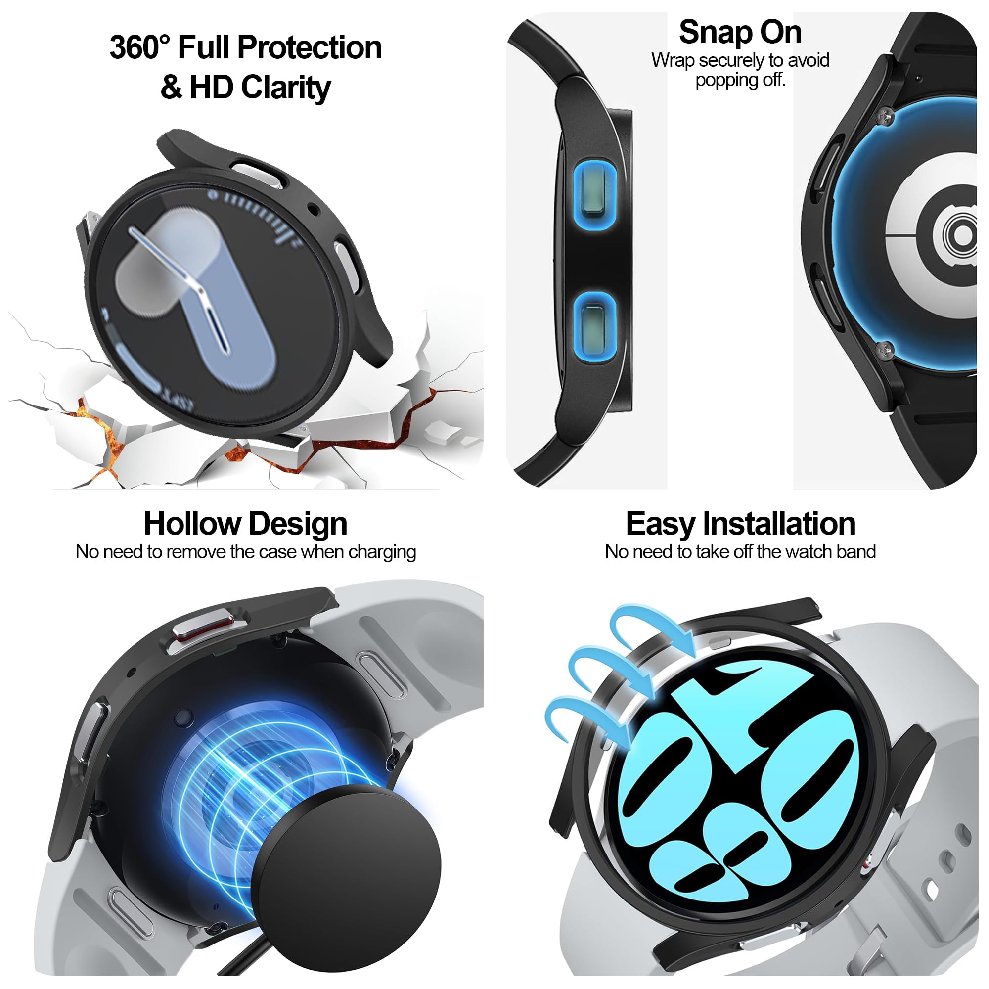 Quanfun 12 Pack No Gap Galaxy Watch Bands And 12 Pack Galaxy Watch Cases Compatible With Samsung Galaxy Watch 7 40Mm Case Protec