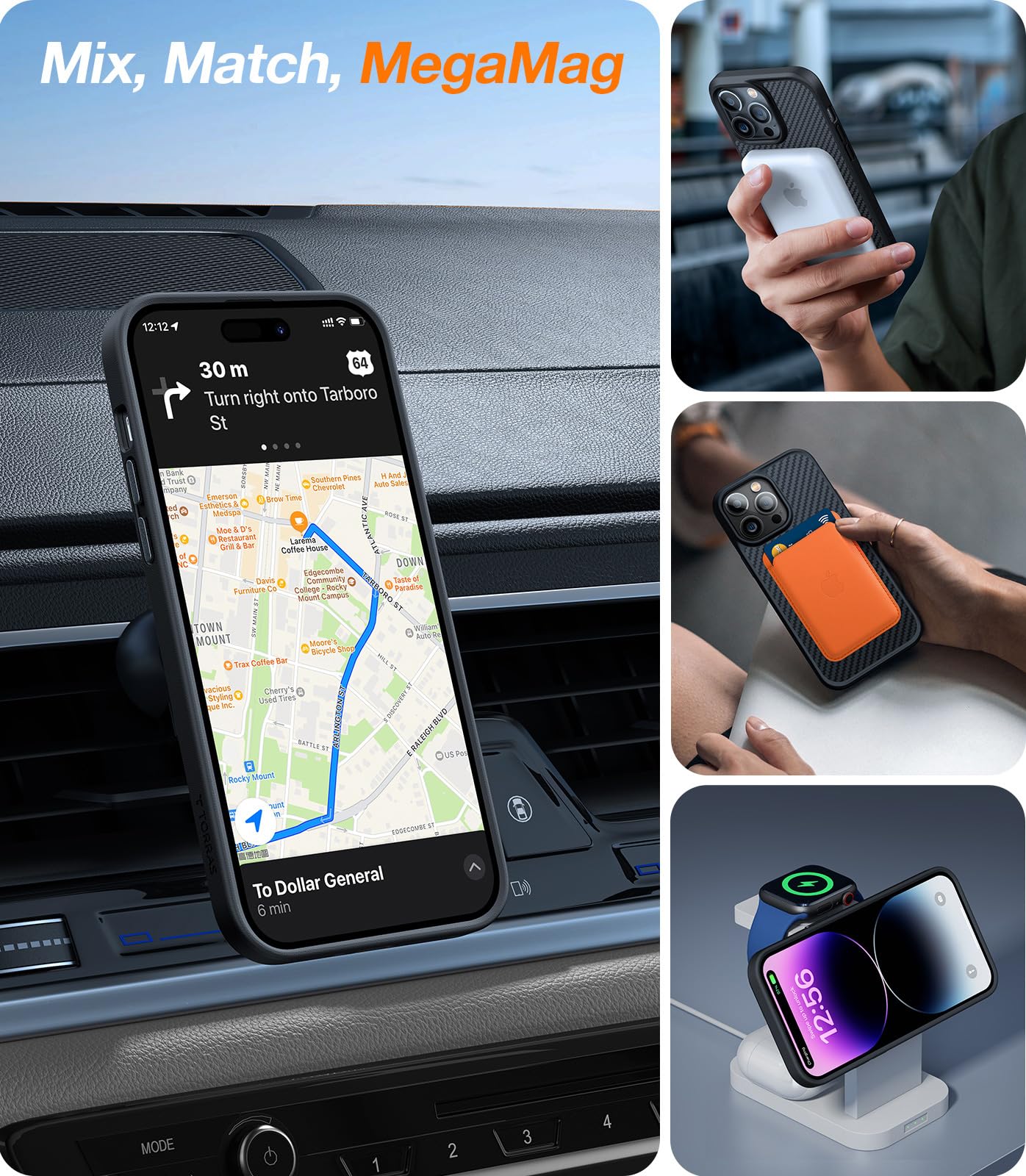 Torras Upgraded Stronger Magnetic For Iphone 14 Pro Case, 12 Ft Military Grade Drop Tested, Compatible With Magsafe, Scratch Res