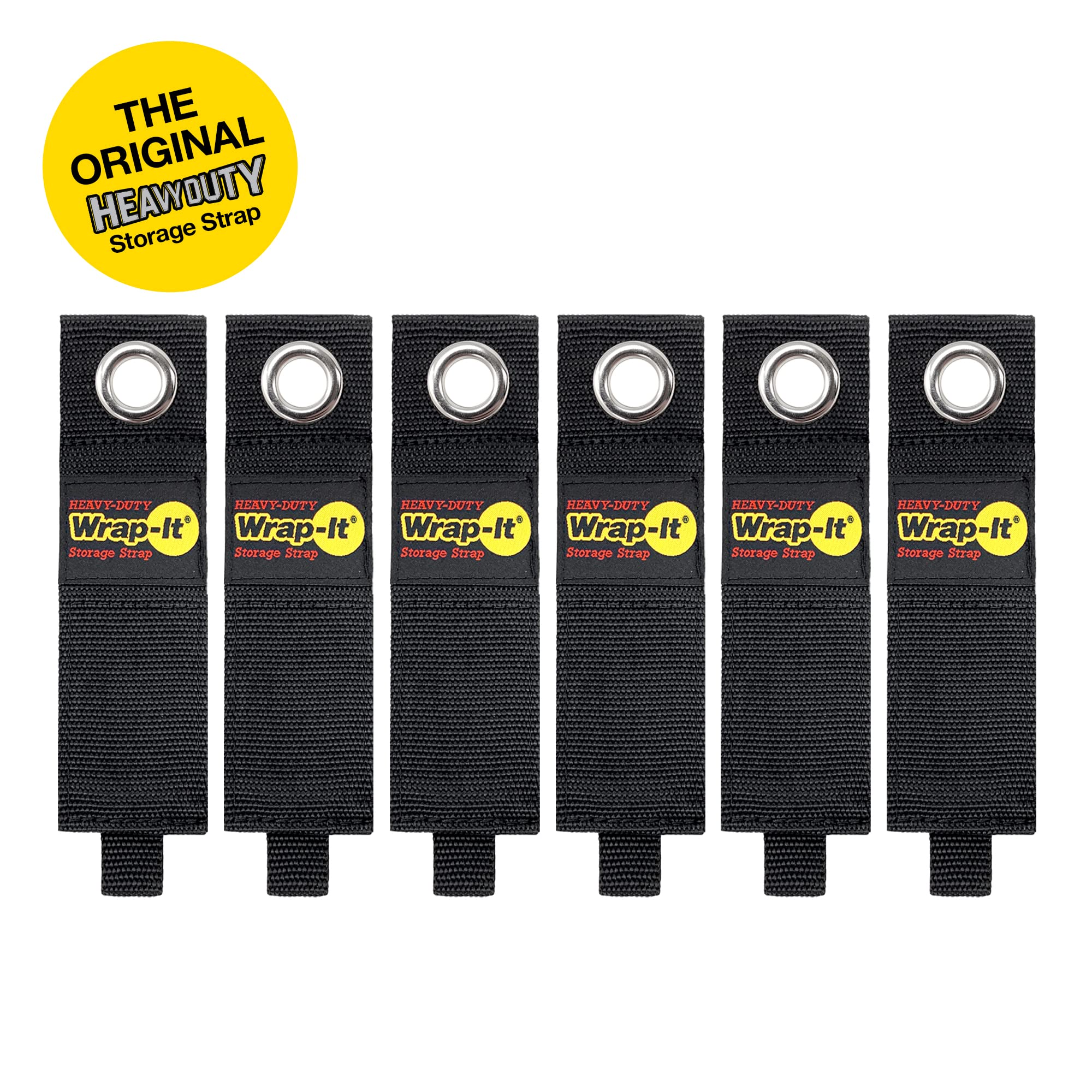 Wrap-It Storage Heavy-Duty Straps Hook and Loop Cord Organizer Polypropylene Black 13-inch 6 Pack
