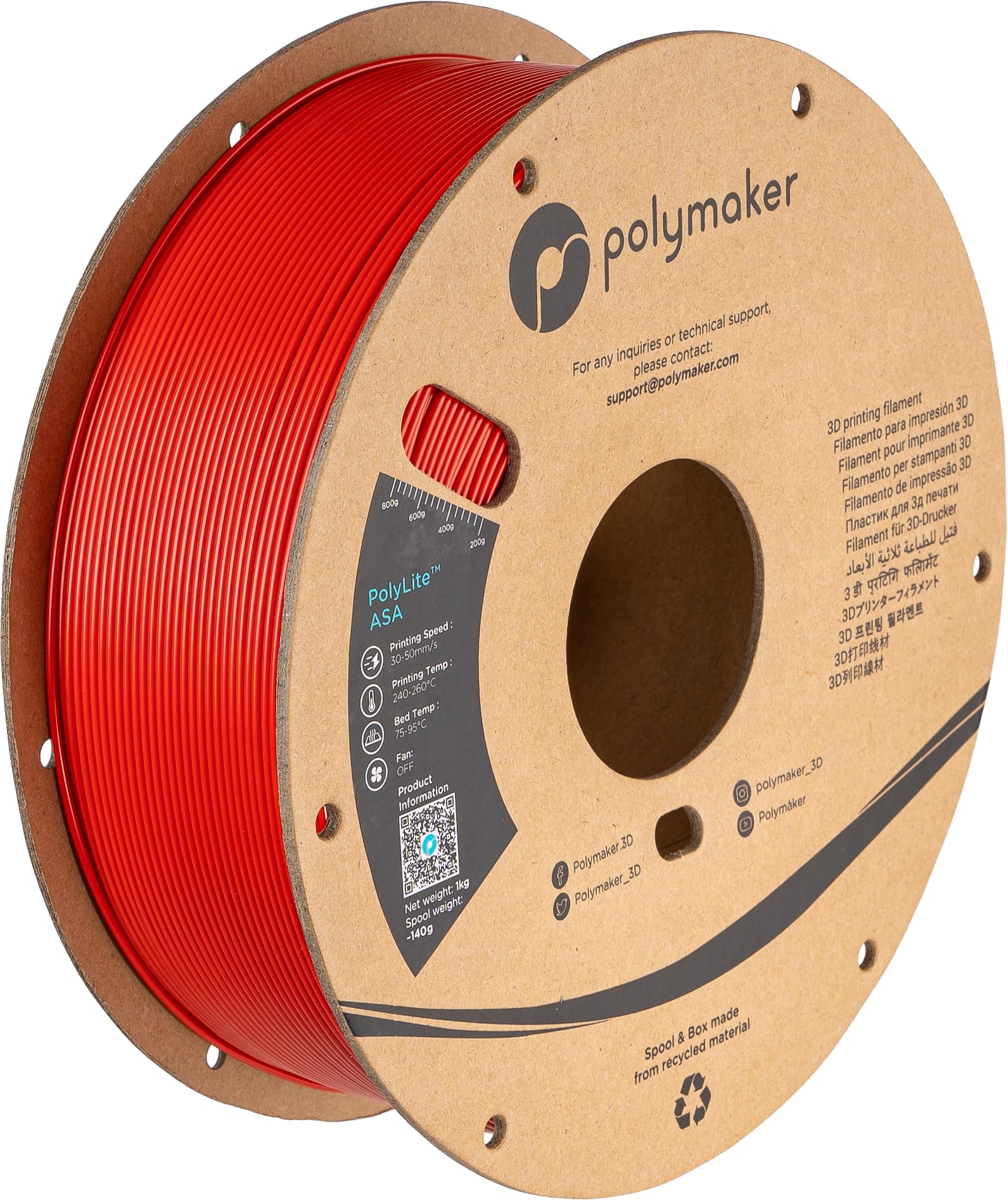Polymaker Asa Filament 1.75Mm Red, 1Kg Asa 3D Printer Filament, Heat & Weather Resistant   Asa 3D Filament Perfect For Printing