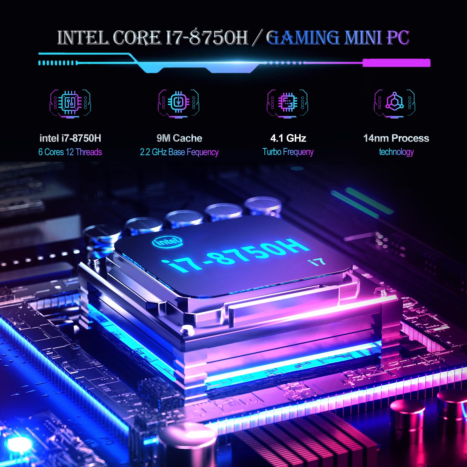 Gaming Mini Pc, Intel I7 8750H Mini Pc Nvdia Gtx1050 Ddr5 6C/12T Rgb Lights Mini Desktop Computer, 16Gb Ddr4 512Gb Nvme Ssd, 2X