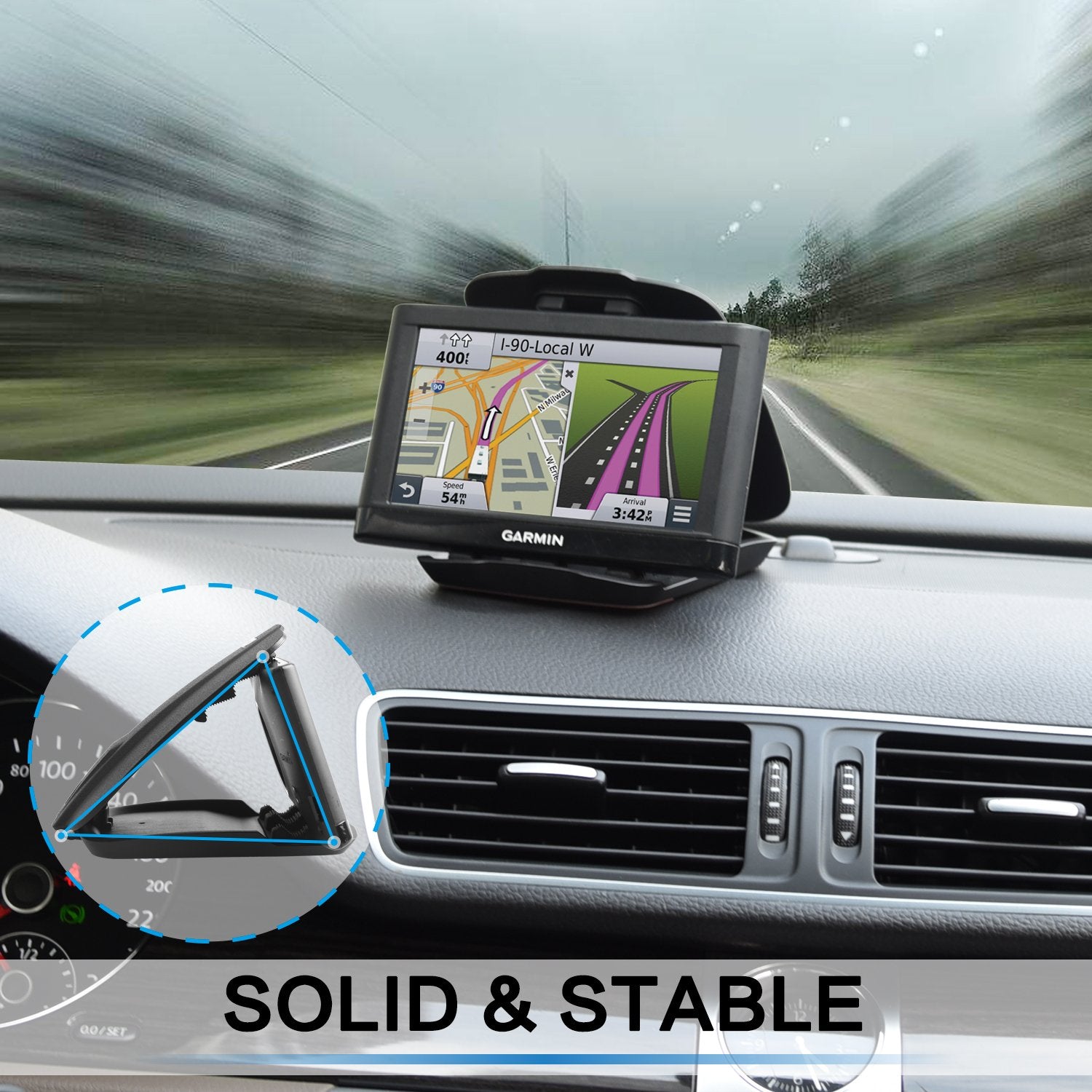 Gps Dash Mount [Matte Black Dock] For Garmin Nuvi Drive Dezl Drivesmart, Tomtom, Magellan Roadmate, Rand Mcnally, Navman, Cell Phone   Car Adhesive Non Slip Dashboard Replacement Holder For Satnav