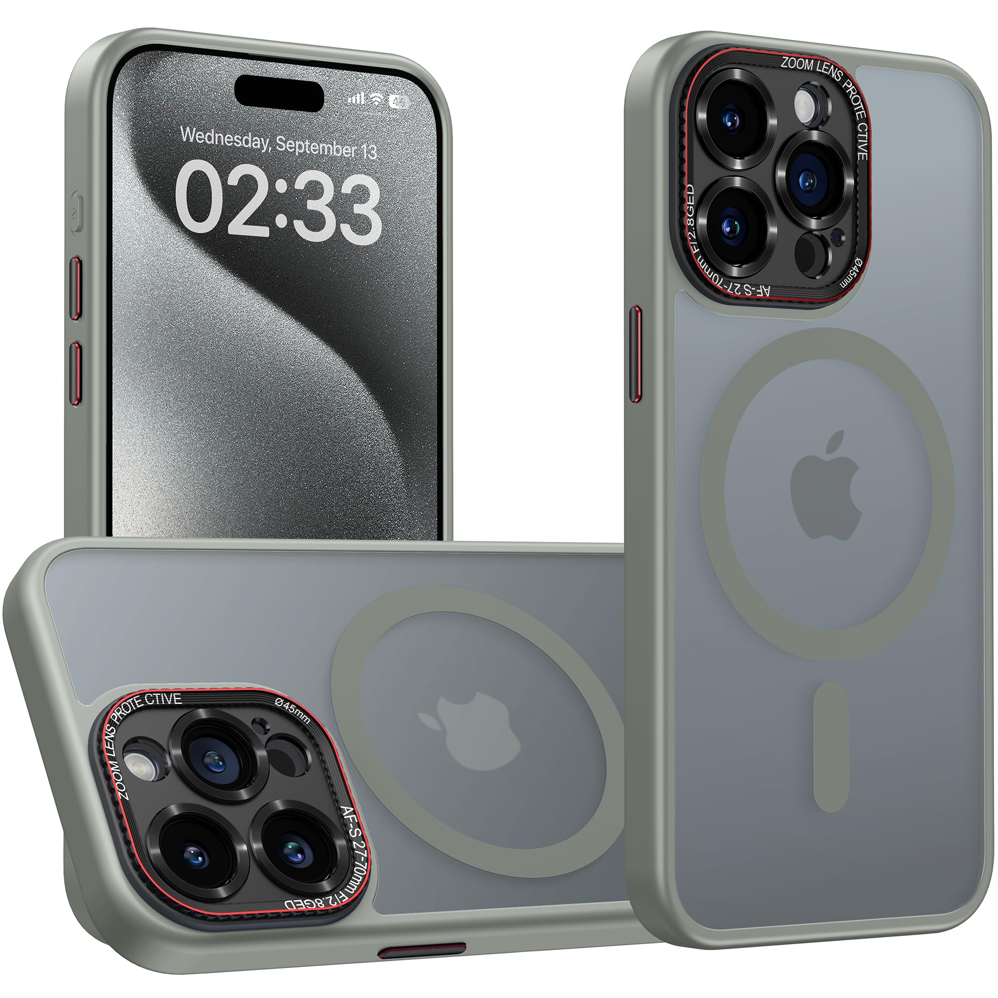 Jueshituo For Iphone 15 Pro Case With Integrated Camera Lens Protection, [Tailored For Magsafe] [Mil Grade Shockproof Defense] T