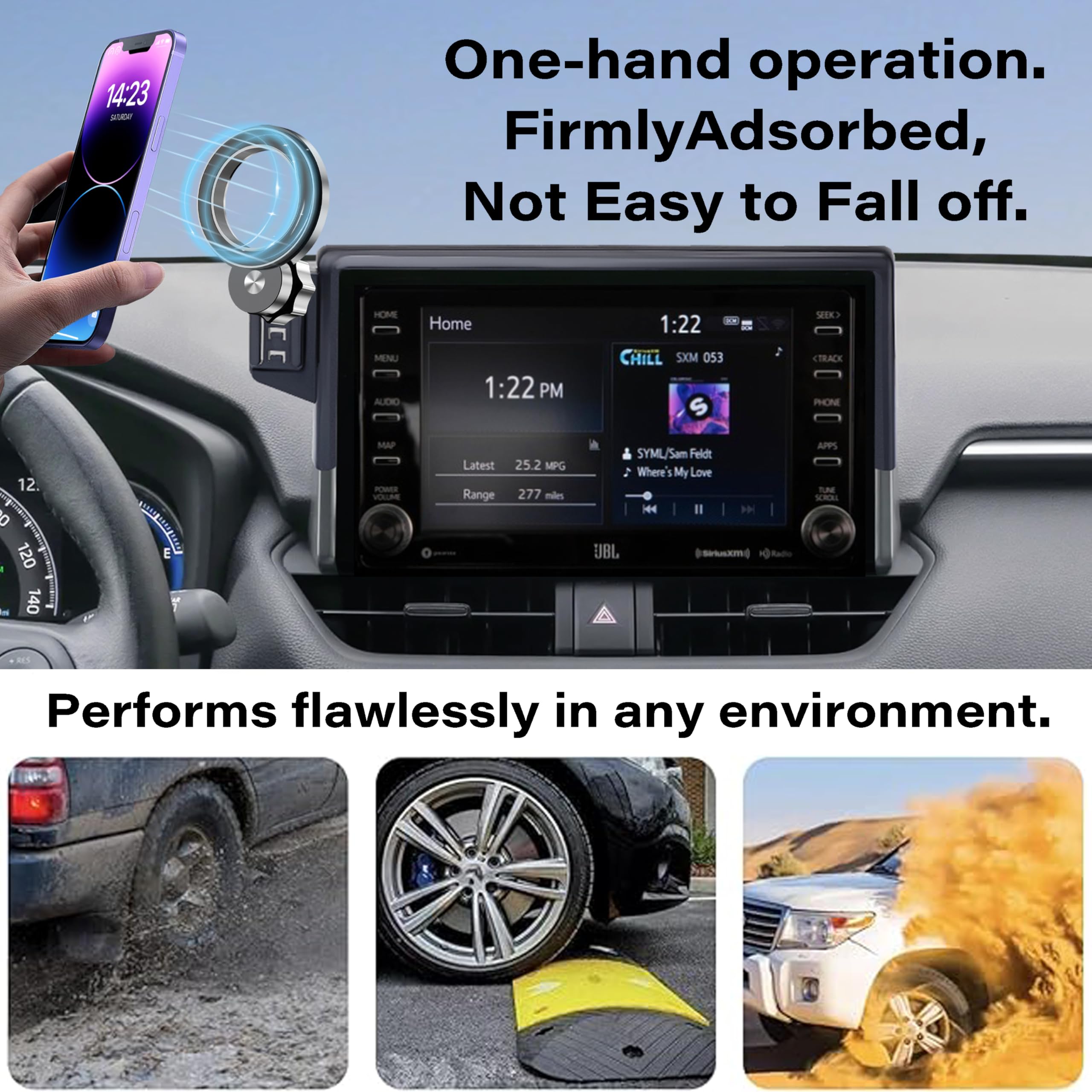 Abeeygeomarn Car Phone Holder For Toyota Rav4 2022 Accessories Apply To 9 Inch Touch Screen Fixed Clip Magnetic Cell Phone Mount