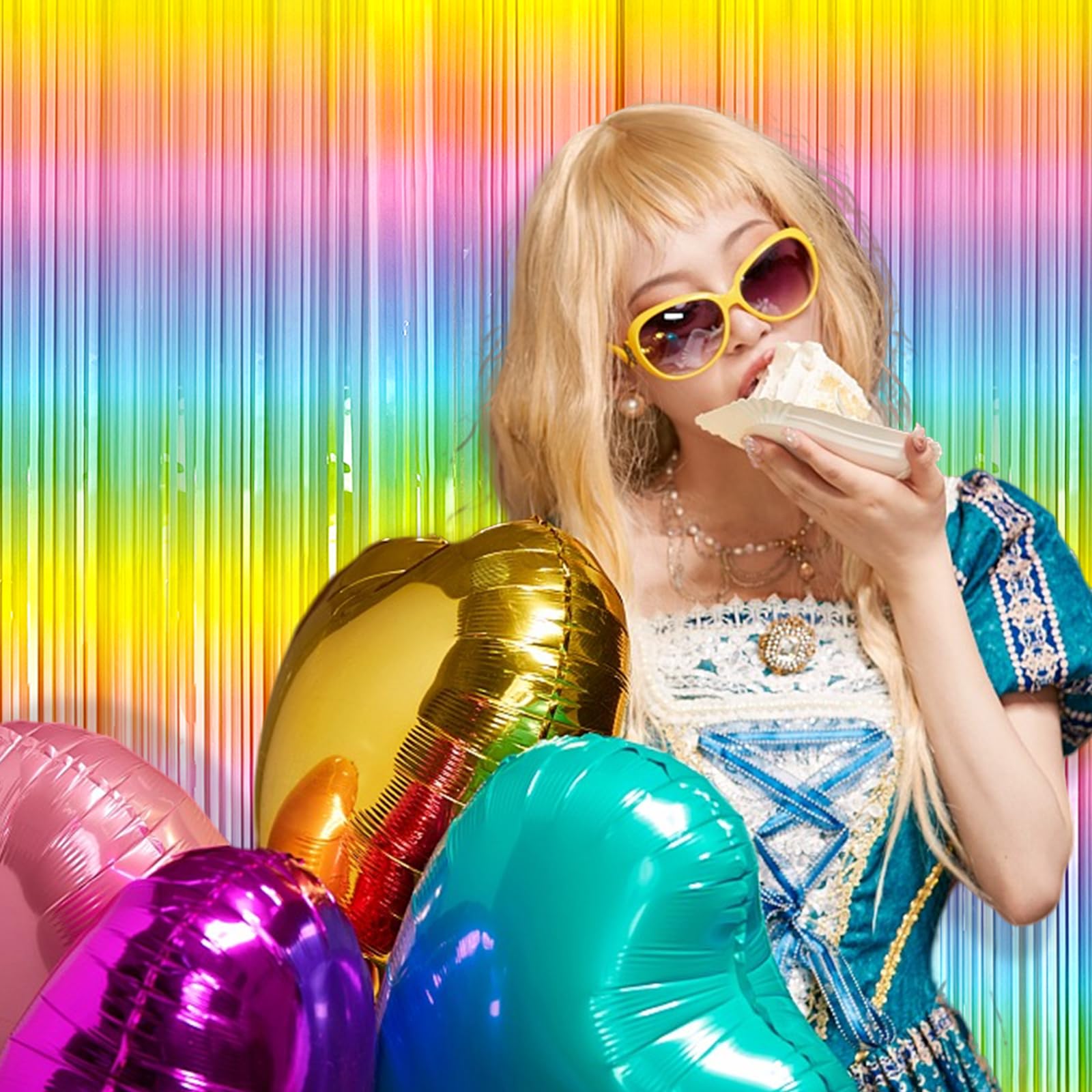 3 Pack Backdrop Pastel Rainbow Foil Fringe Backdrop Curtains Dance Party Decorations Photo Booth Props For Bachelorette Decorati