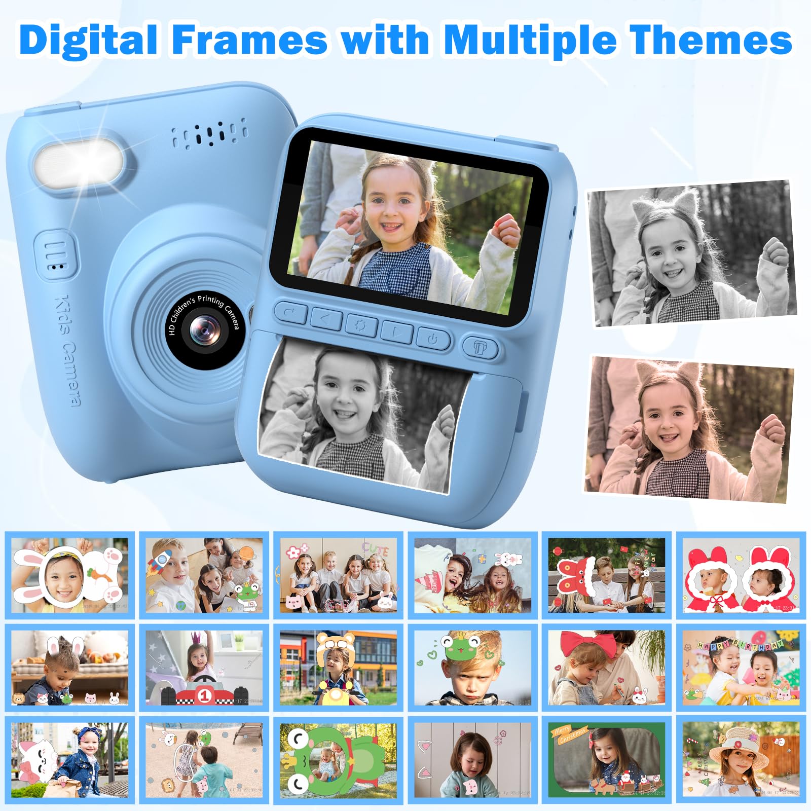 Kids Camera Instant Print, 3.0 Inch Hd Screen, Toddler Camera With Printing Paper, 1080P Video Kids Digital Camera, Birthday Gif