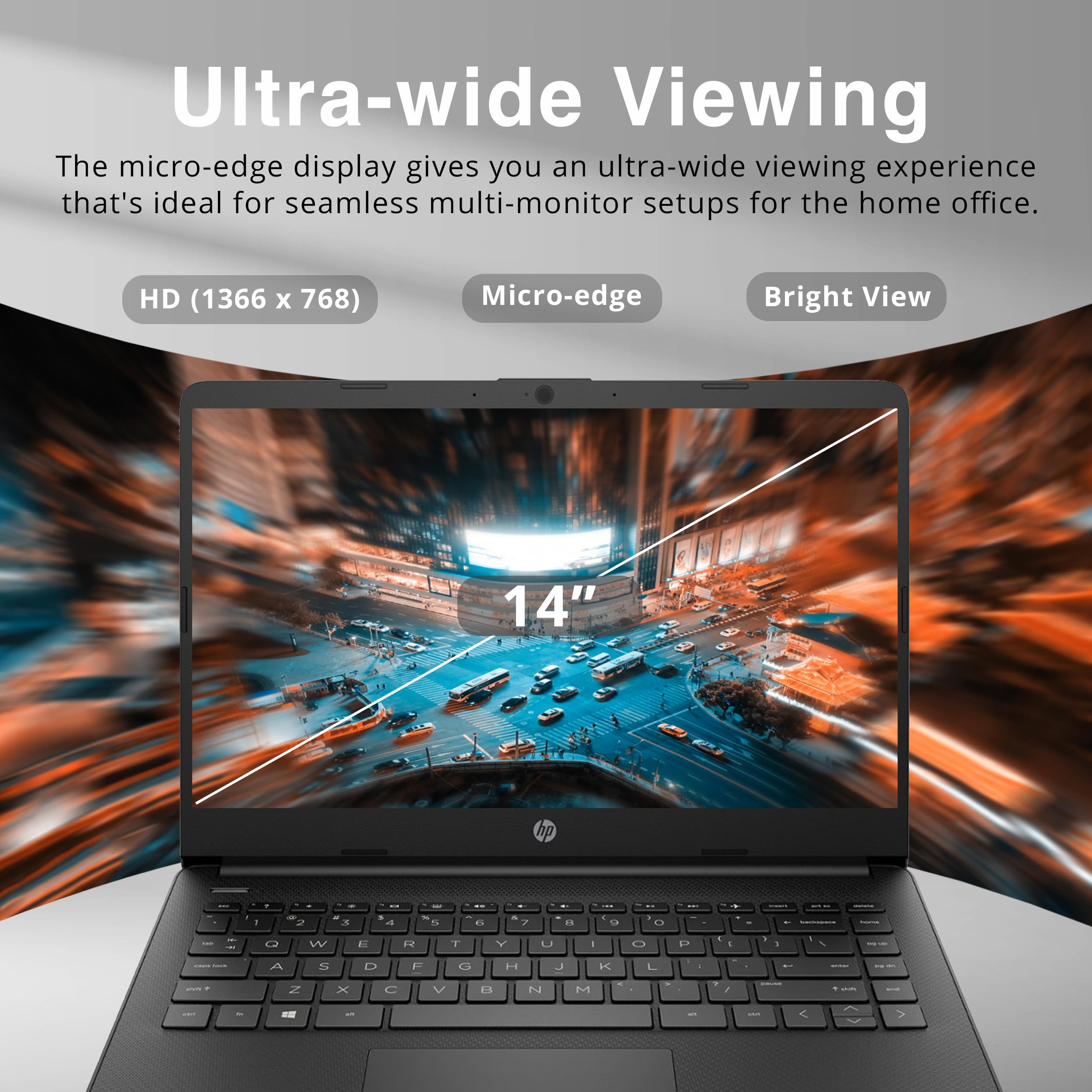 HP Stream 14' HD BrightView Laptop, Intel Celeron N4120 Processor, 8GB RAM, 64GB Storage, Intel HD Graphics, Webcam, 1 Year Office 365, Black, Win 11 S, 32GB Hotface USB Card