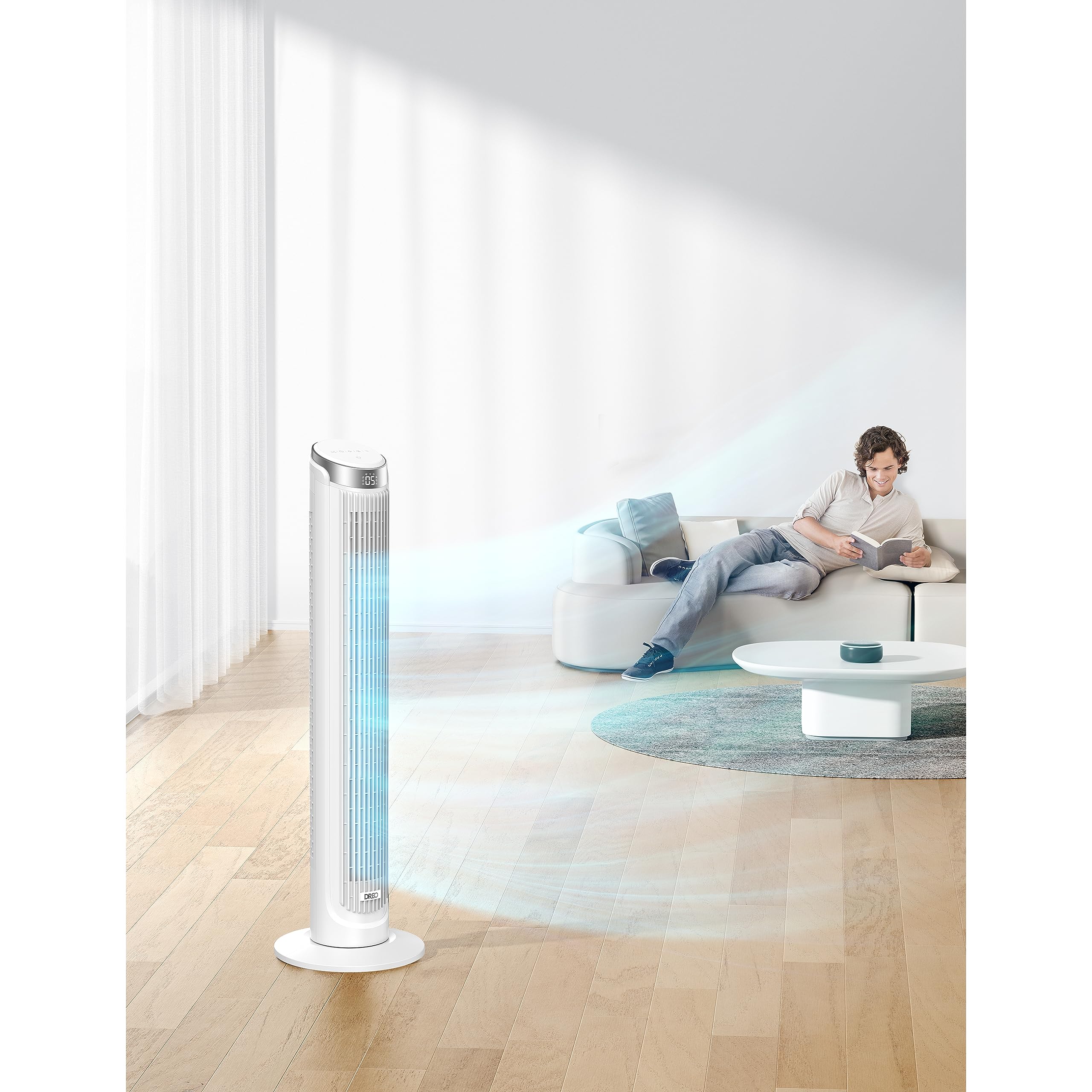 Dreo Smart Tower Fans That Blow Cold Air, Standing Fan For Bedroom, 90� Oscillating, 26Ft/S Velocity Quiet Floor Fan With Remote, 8H Timer, Voice Control Bladeless Fans For Indoors, Works With Alexa