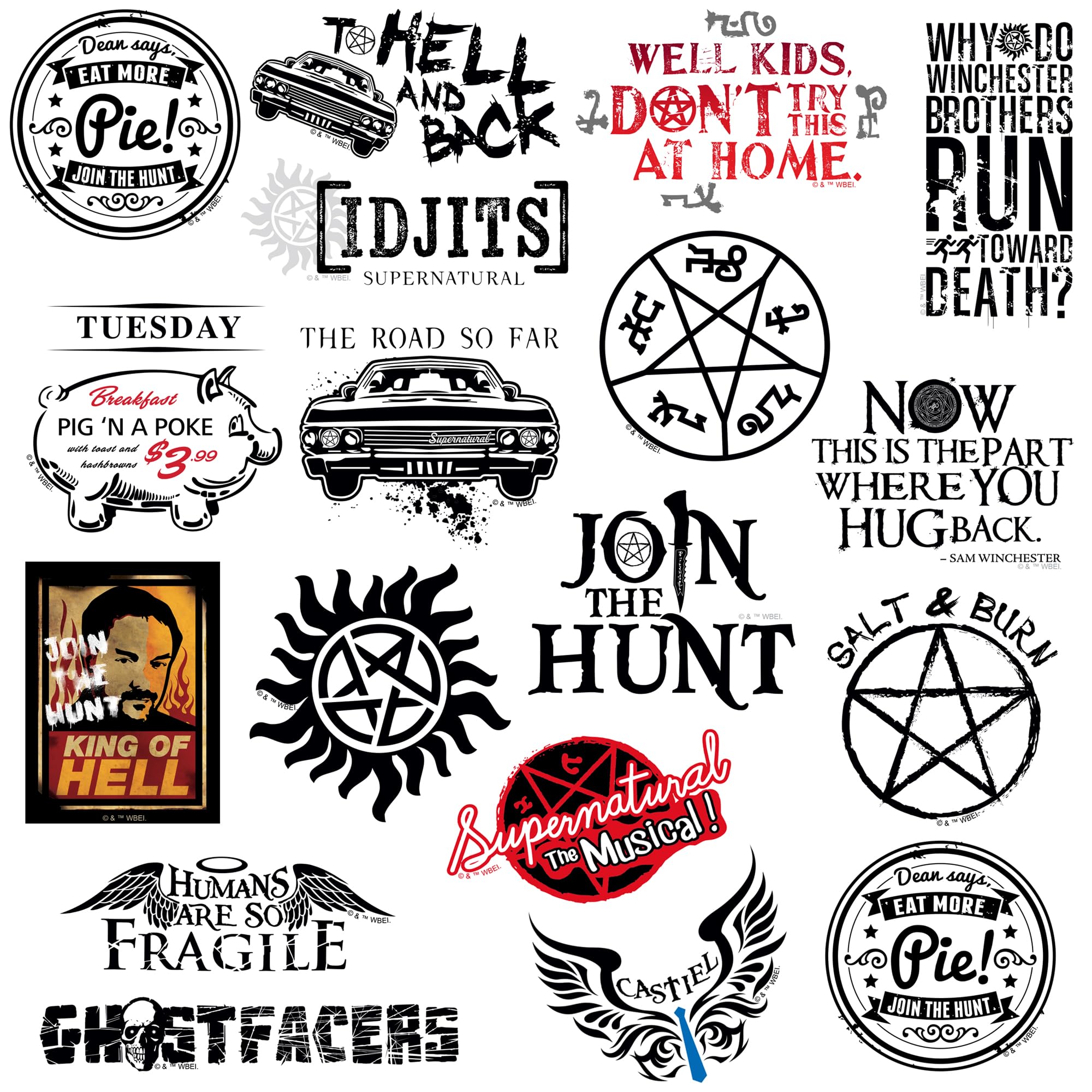 Supernatural Limited Color 50Ct Vinyl Large Deluxe Stickers Variety Pack   Laptop, Water Bottle, Scrapbooking, Tablet, Skateboar
