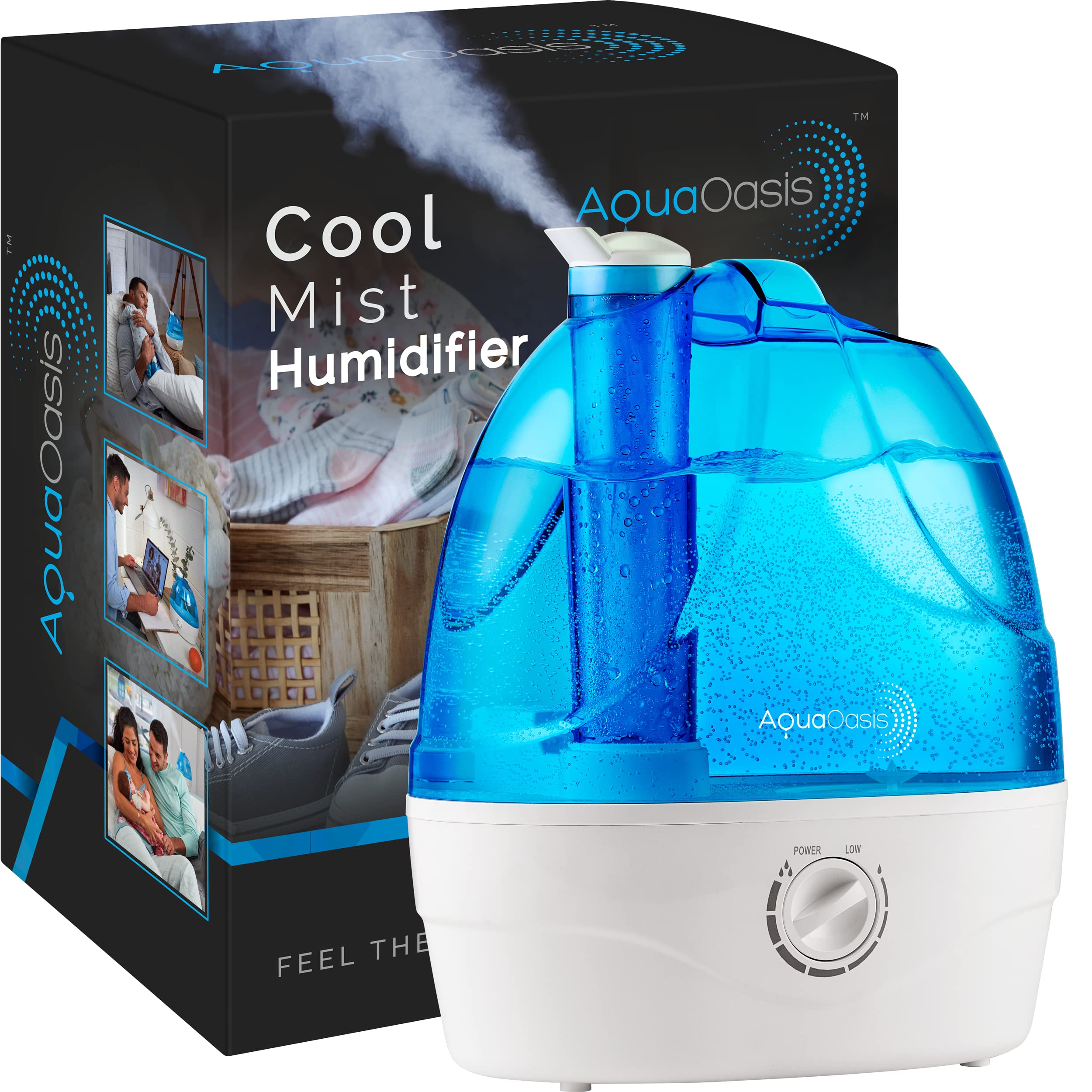 Aquaoasis Cool Mist Humidifier (6L Water Tank) Quiet Ultrasonic Humidifiers For Bedroom & Large Room   Adjustable  360 Rotation