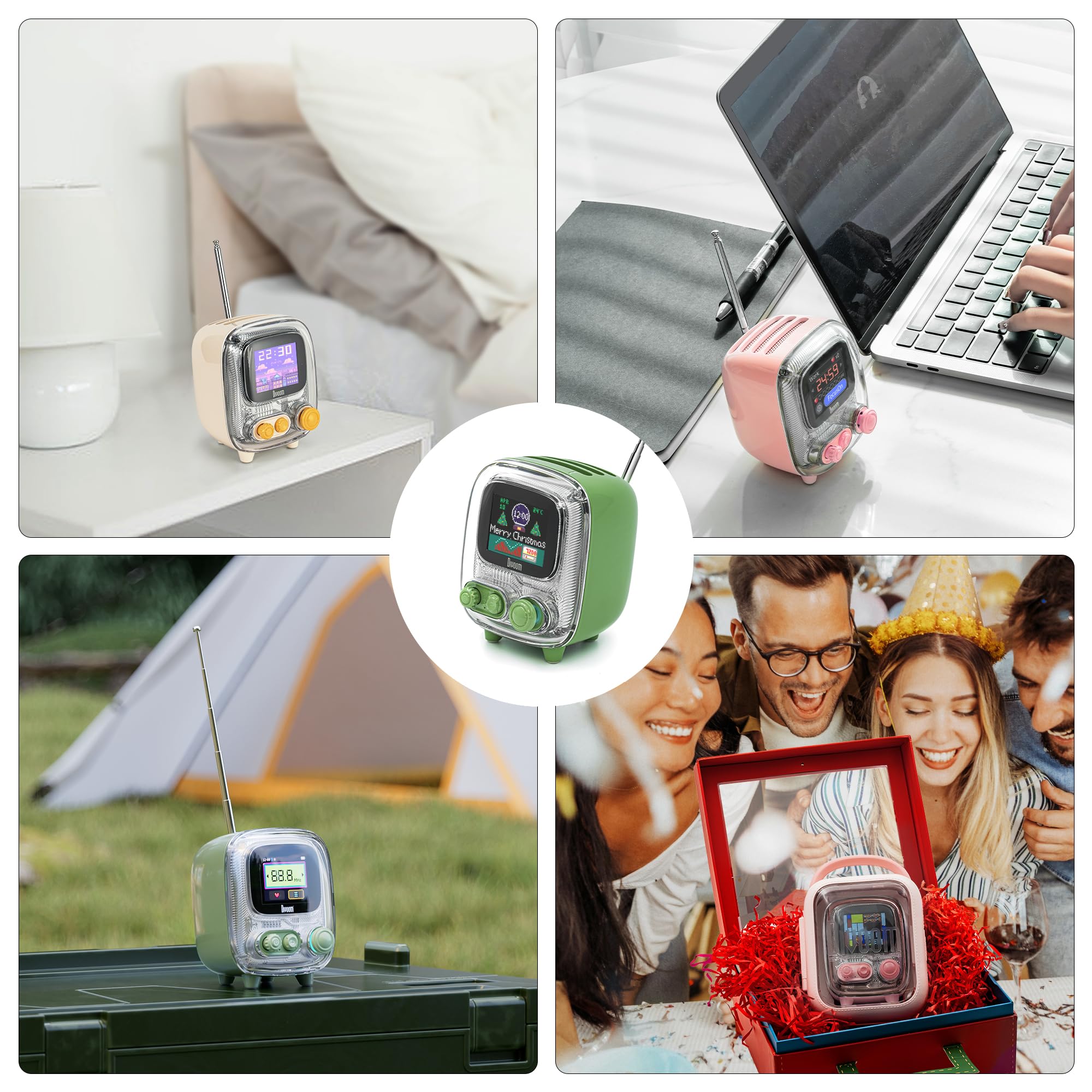 Divoom Tiivoo 2 Portable Bluetooth Speaker With Fm Radio,Pixel Art Retro Mini Small Cute Wireless Speaker,Vintage Decor Suitble