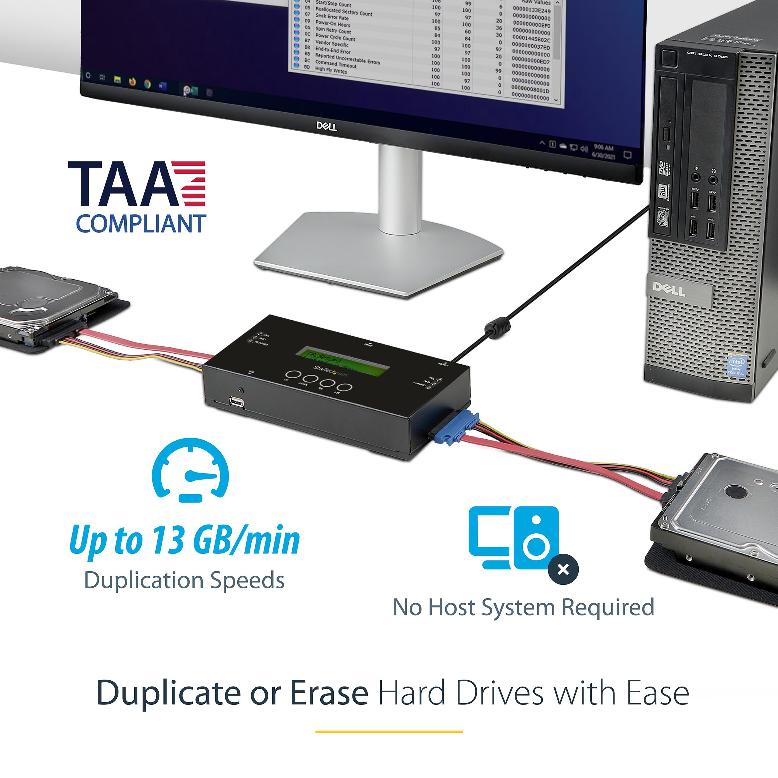 1:1 Standalone Hard Drive Duplicator And Eraser For 2.5In / 3.5In Sata & Sas Drives   Hdd/Ssd Cloner & Eraser For Sata/Sas
