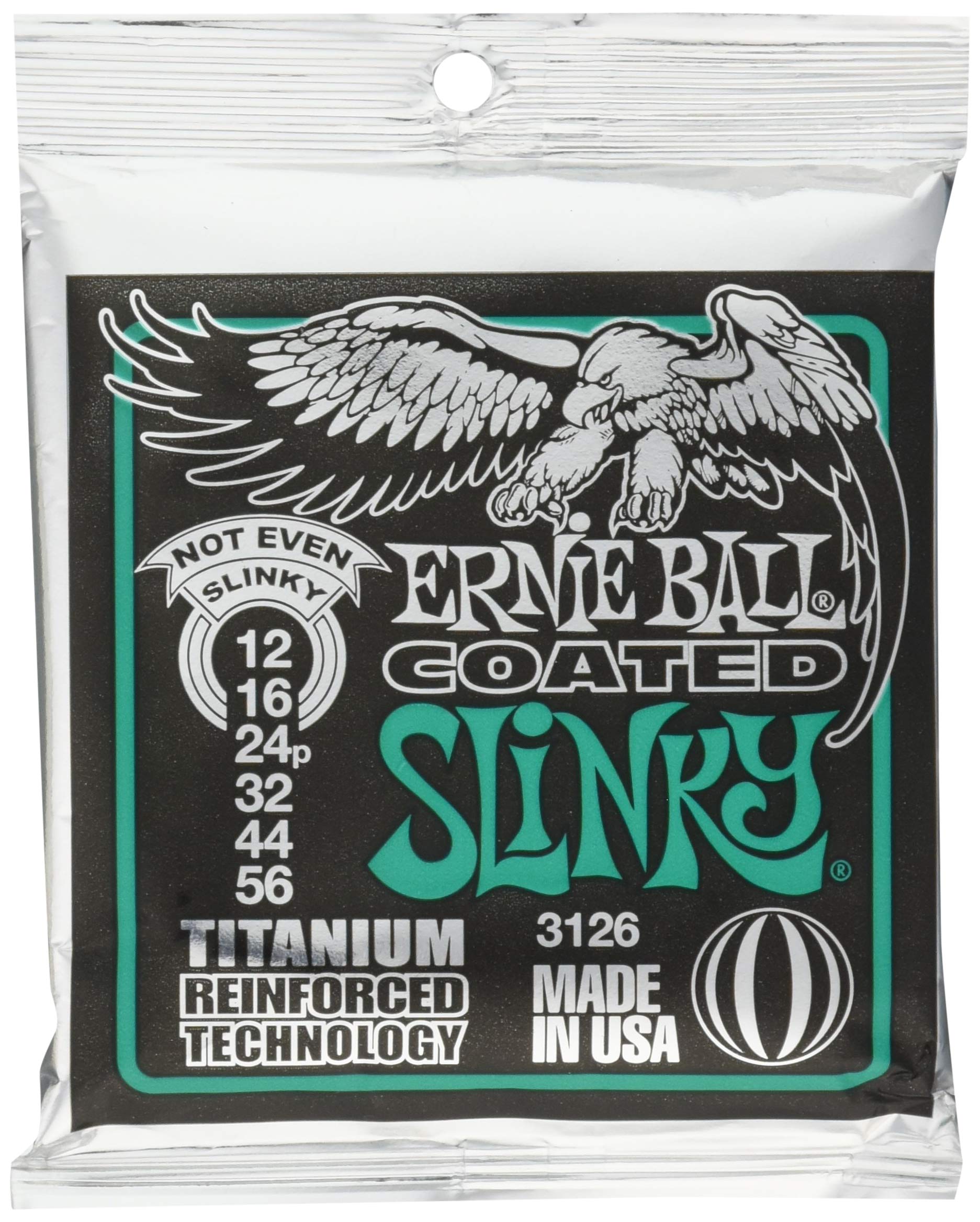 Ernie Ball Not Even Slinky Coated Titanium Electric Guitar Strings, 12 56 Gauge (P03126)