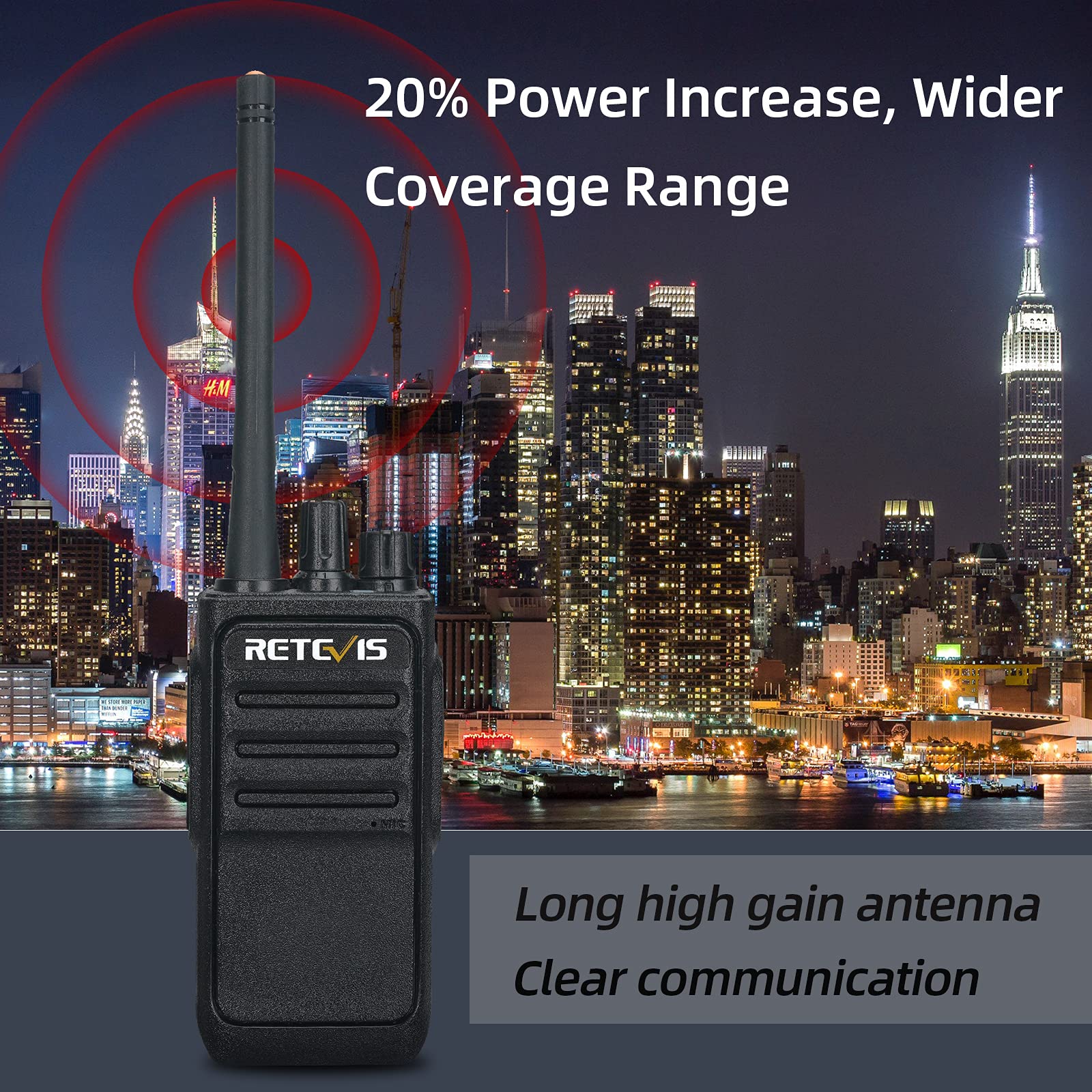 Retevis Rt17 Walkie Talkies With Earpiece,2 Way Radio Long Range,Heavy Duty, Rechargeable Walkie Talkies For Adults,Handheld For School Construction Site Church Security Team(20 Pack)