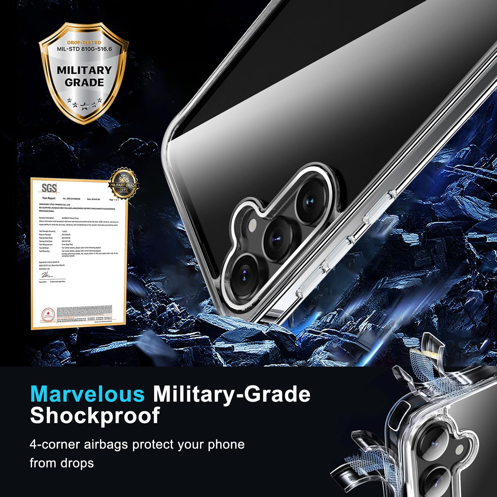 Janmitta Compatible With Samsung Galaxy S23 Fe Case With 2 Pcs Screen Protector,Slim Fit Thin Transparent Rugged Tough Hard Cove