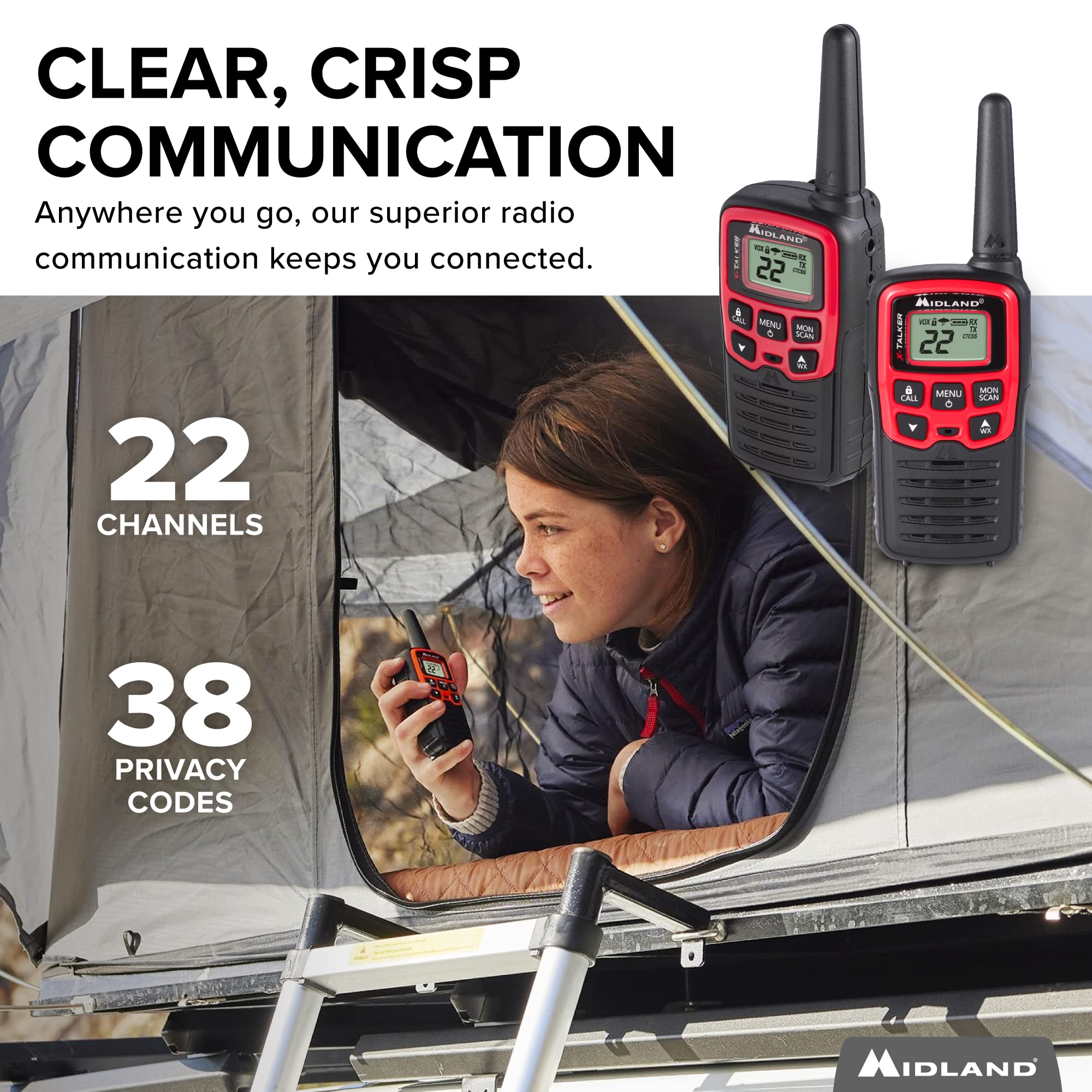 Midland   T31Vp   X Talker   22 Channel Frs Walkie Talkies   Extended Range Two Way Radios, 38 Privacy Codes, & Noaa Weather Ale