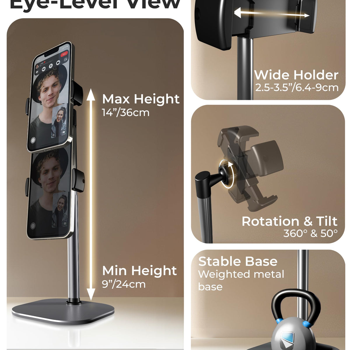 Cooper Chat Stand, Height Adjustable Cell Phone Stand For Desk ...