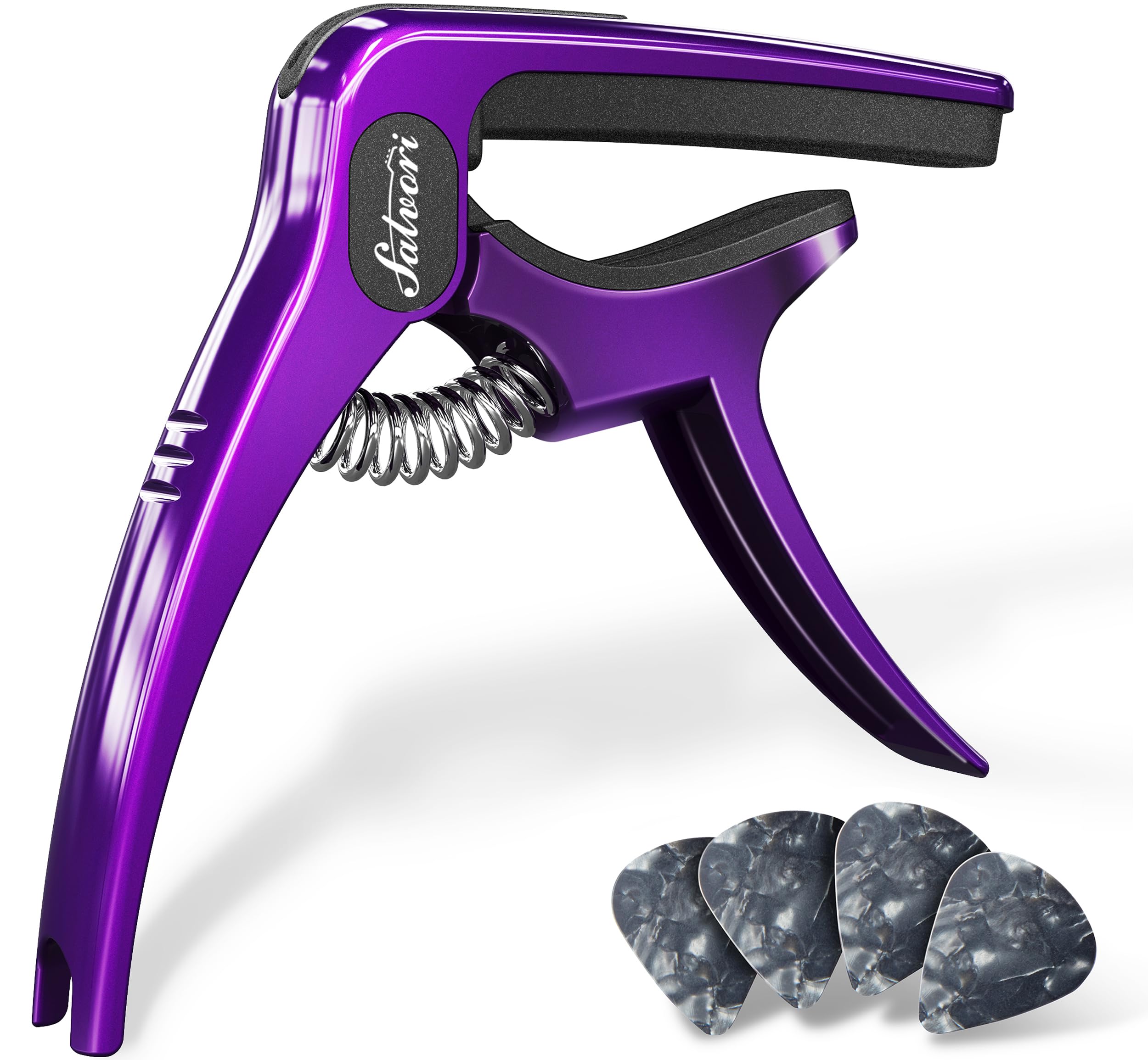 Salvori Exclusive Gradient Royal Silk Purple Heavy Duty Guitar Capo For Acoustic/Electric Guitar With 4 Picks, Guitar Clip/Guita