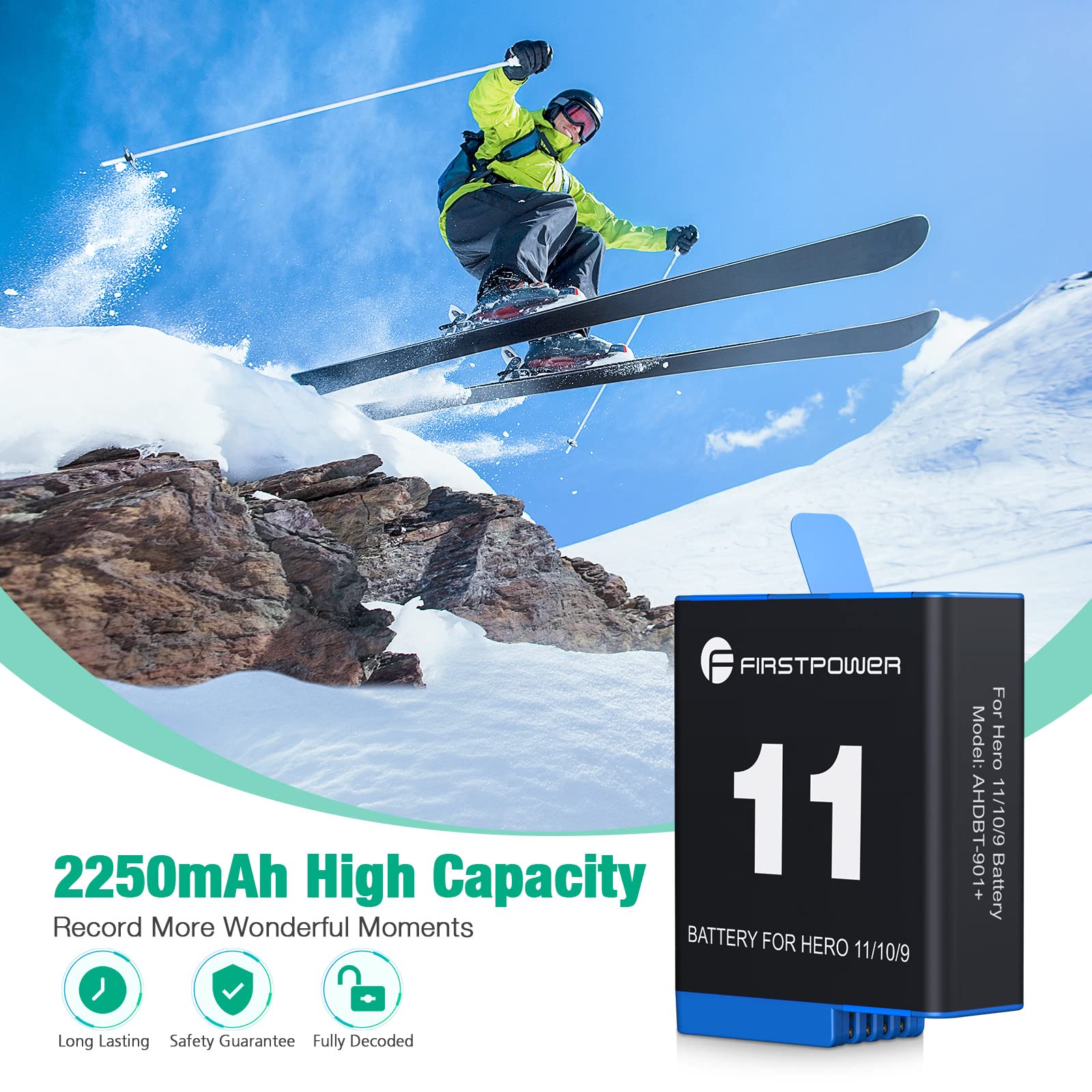 Firstpower Hero 12/11/10/9 Battery 3 Pack 2250Mah And Triple Slot Usb Fast Charger Fully Compatible With Gopro Hero 12, Gopro He