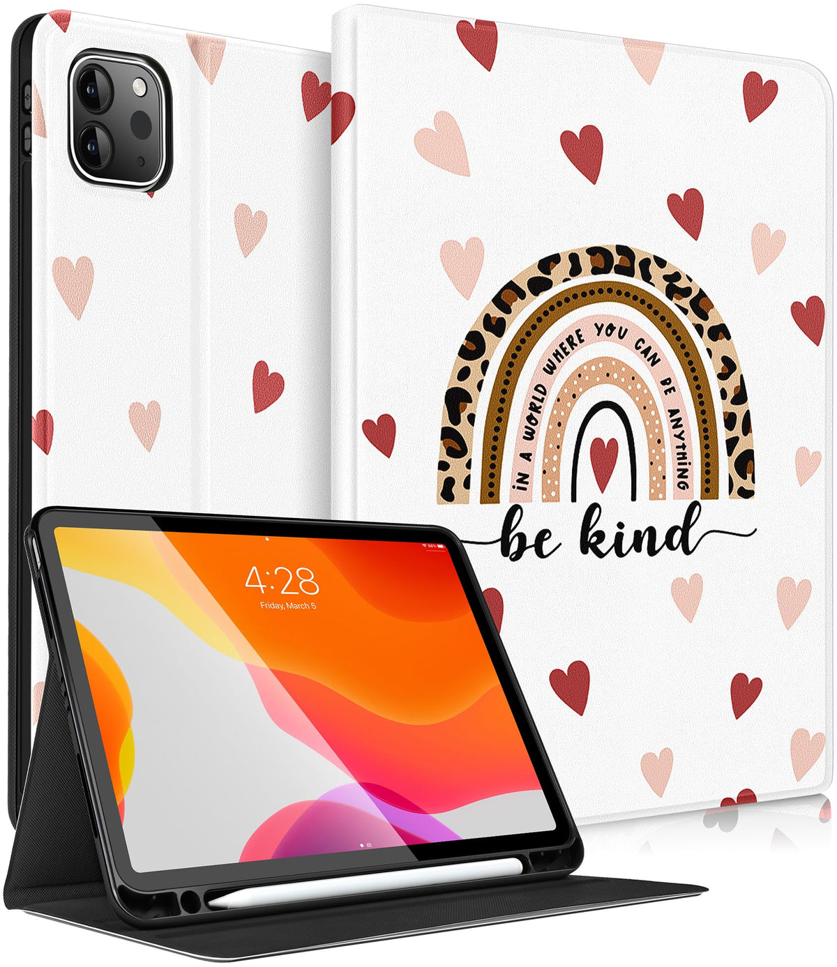Uppuppy For Ipad Air 11 Inch Case, Air 5Th/4Th Generation 10.9, Pro 11'' Case Cute Kids Women Girls Girly Folio Rainbow With App