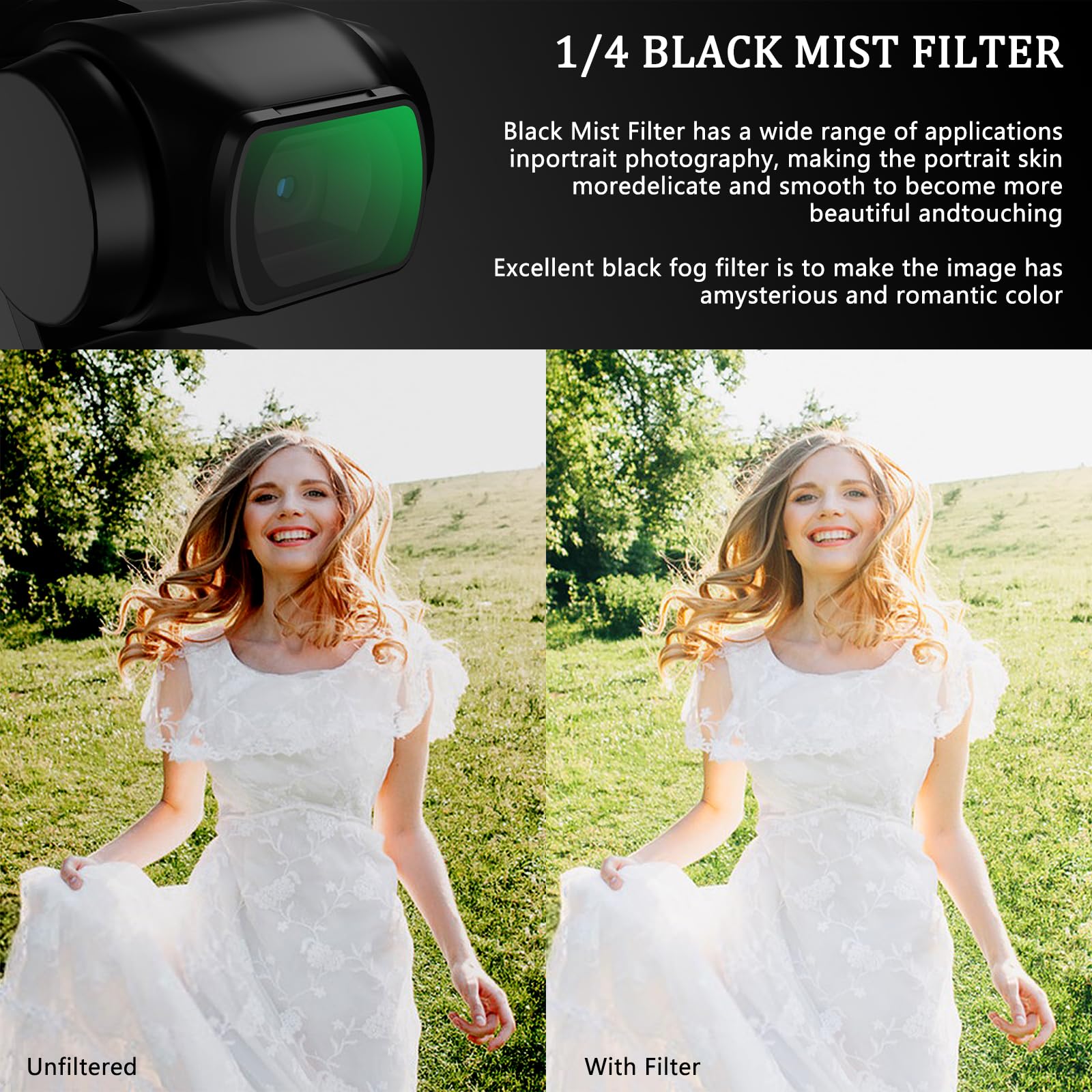 Giovbuer Black Mist Filter Compatible With Dji Osmo Pocket 3, Black Mist Filter For Dji Pocket 3(Black Mist Filter)