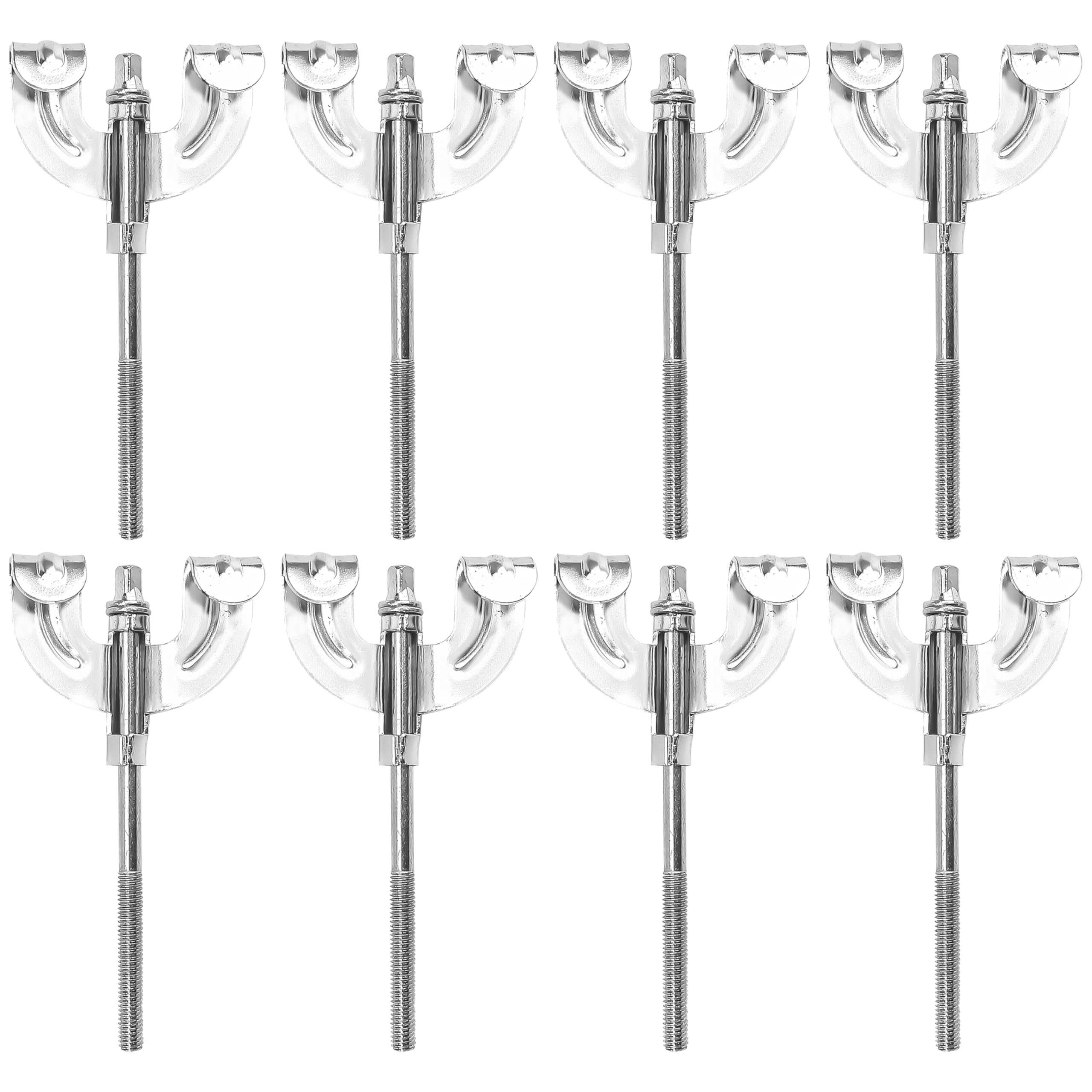 8-Pack Chrome Bass Drum Claws and Tension Rods Set, Percussion Instrument Accessories Part Replacement for Drum Hardware Hook Sc