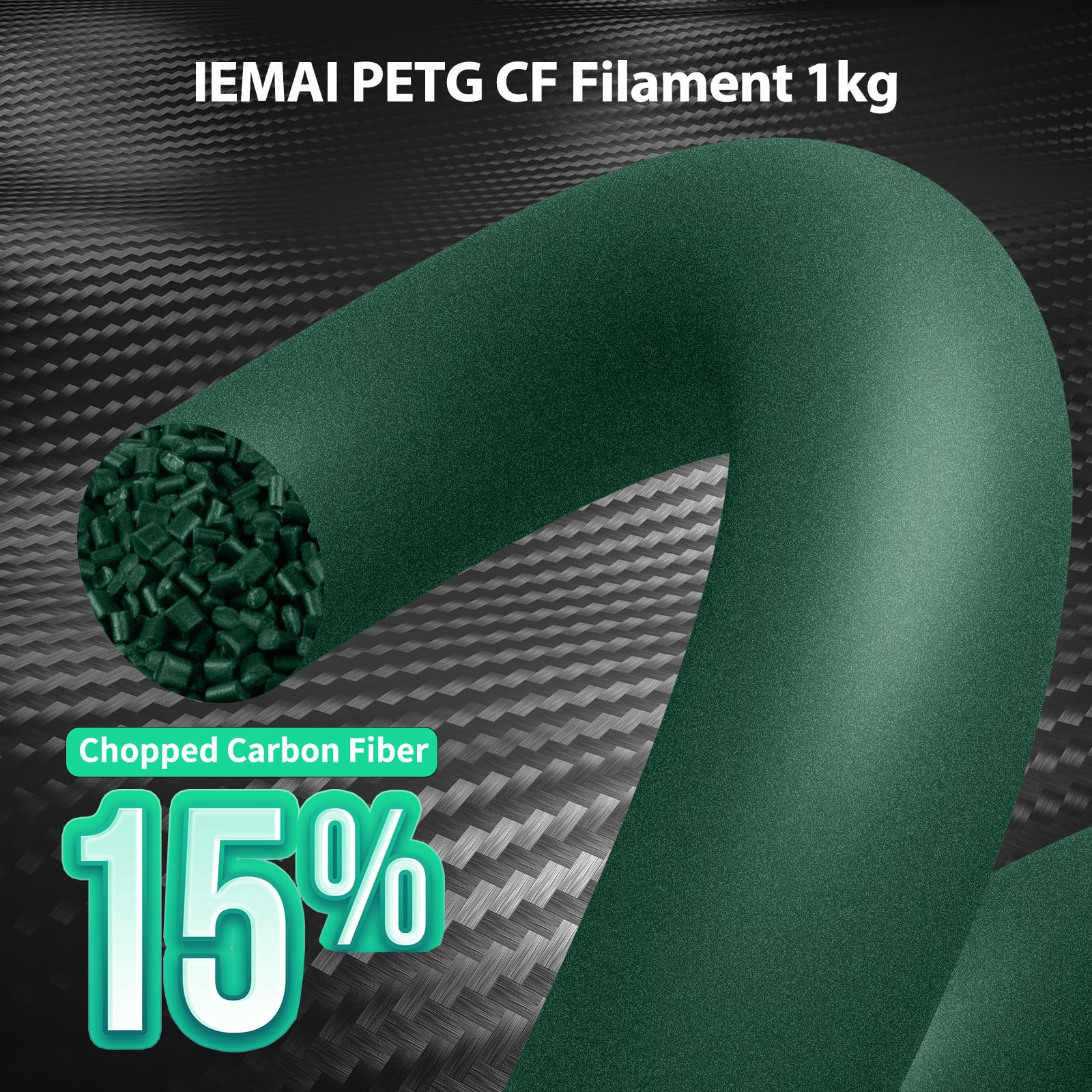 Iemai Carbon Fiber Petg Filament, Matte Army Green 3D Printer Filament, Carbon Fiber Filament 1.75Mm 1Kg(2.2Lbs) Spool, Dimensio