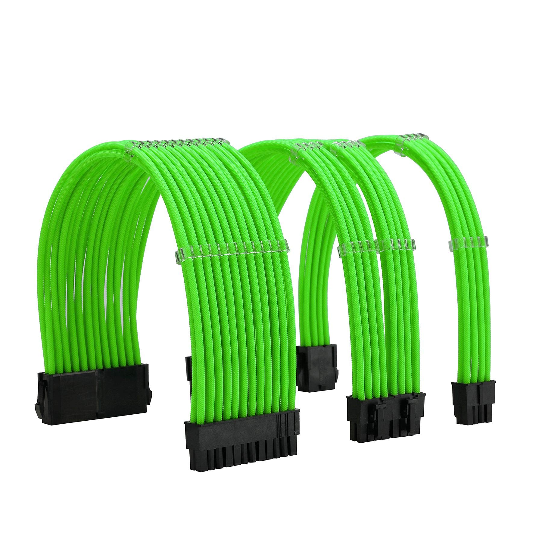 Formulamod Sleeve Extension Power Supply Cable Kit 18Awg Atx 24P+ Eps 8 P+Pci E8 P With Combs For Psu To Motherboard/Gpu (Green)