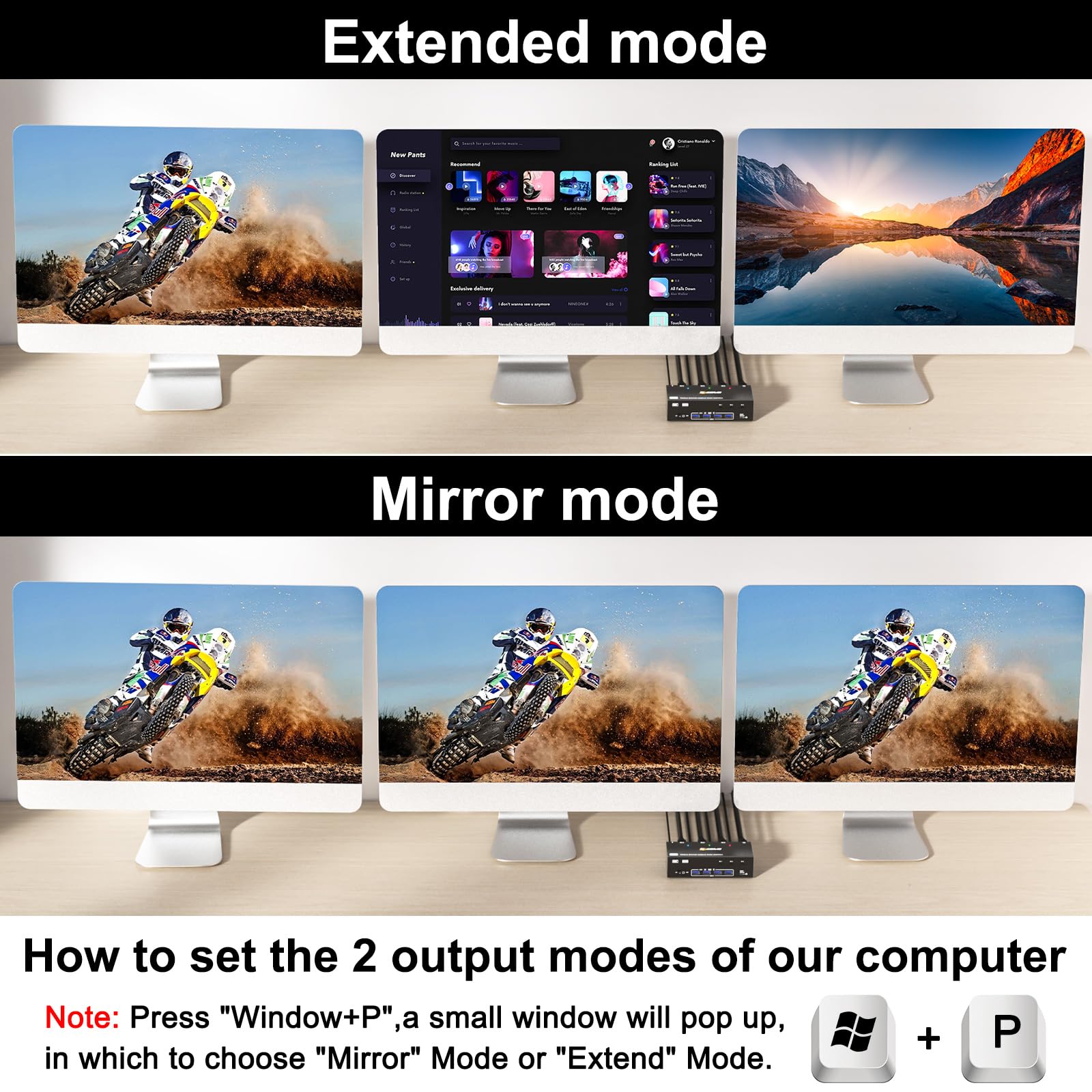 Kvm Switch 3 Monitors 3 Computers 8K@60Hz 4K@144Hz, Camgeet Hdmi+2 Displayport Kvm Switch Triple Monitor For 3 Computer Share 3