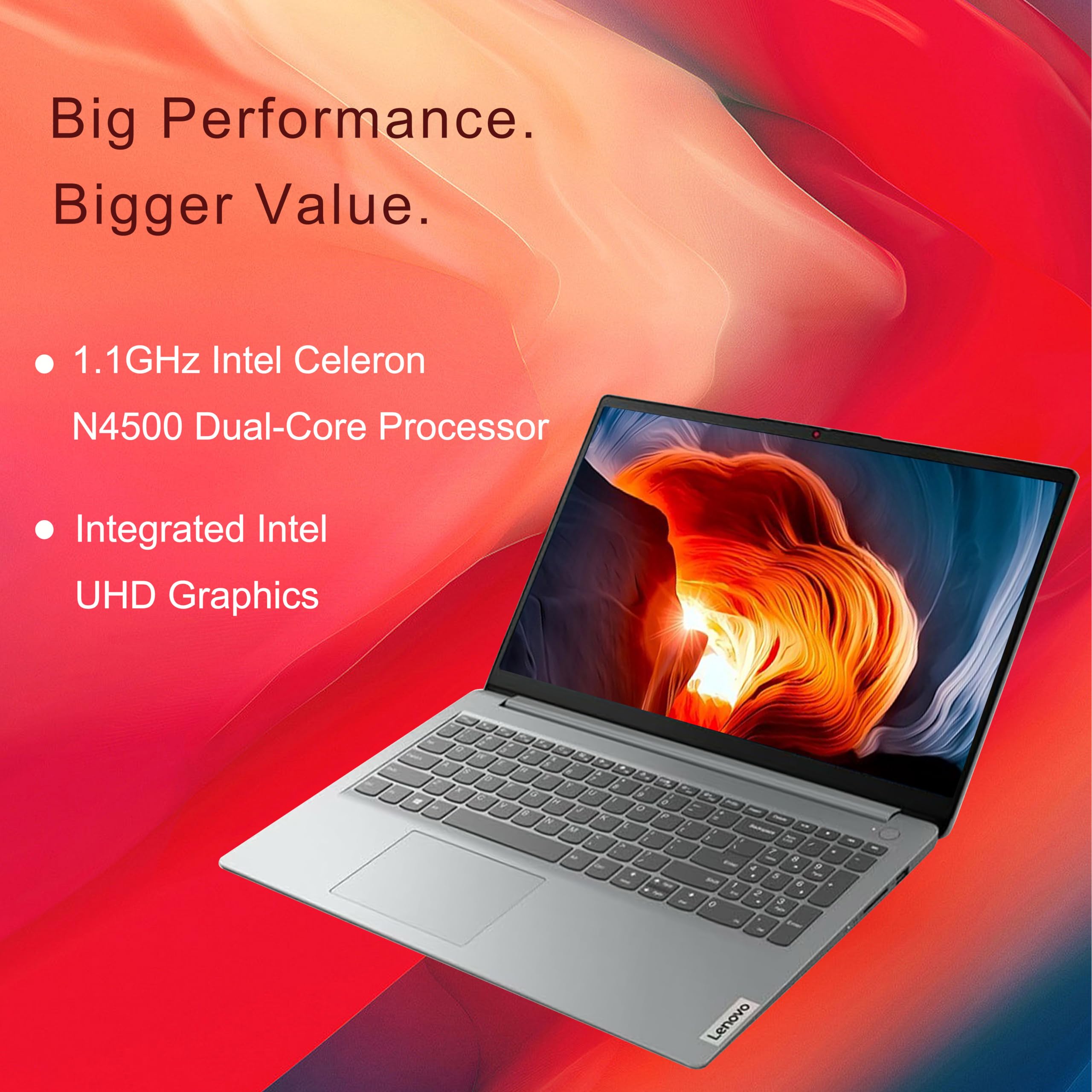 Lenovo Ideapad 1 Laptop, 15.6    Fhd Display, Intel Celeron N4500 Processor, 8Gb Ram, 128Gb Ssd, Sd Card Reader, Numeric Keypad,