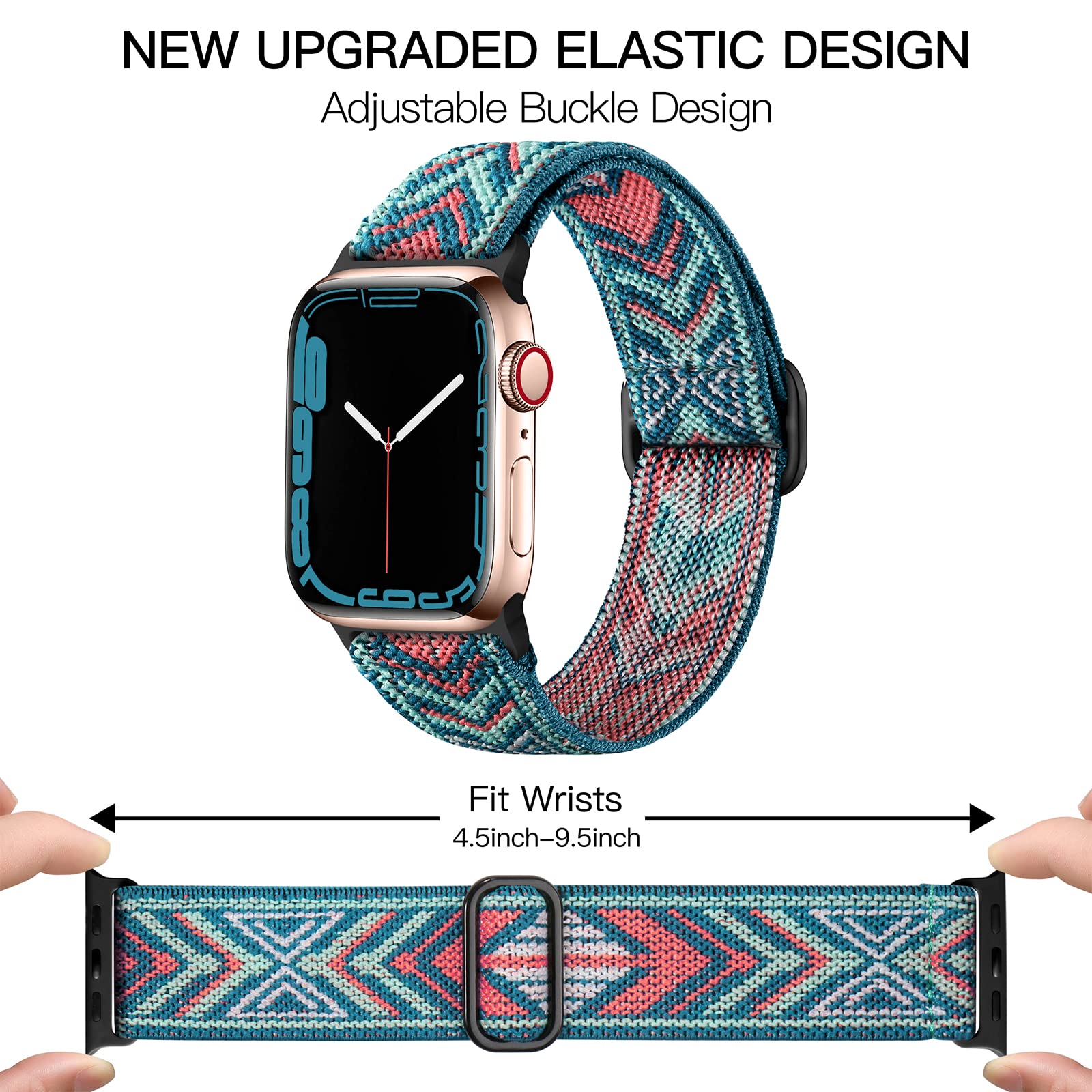 Daqin Compatible With Apple Watch Band 46Mm 45Mm 44Mm 49Mm 42Mm 41Mm 40Mm 38Mm Women Men, Stretchy Nylon Braided Sport Strap For