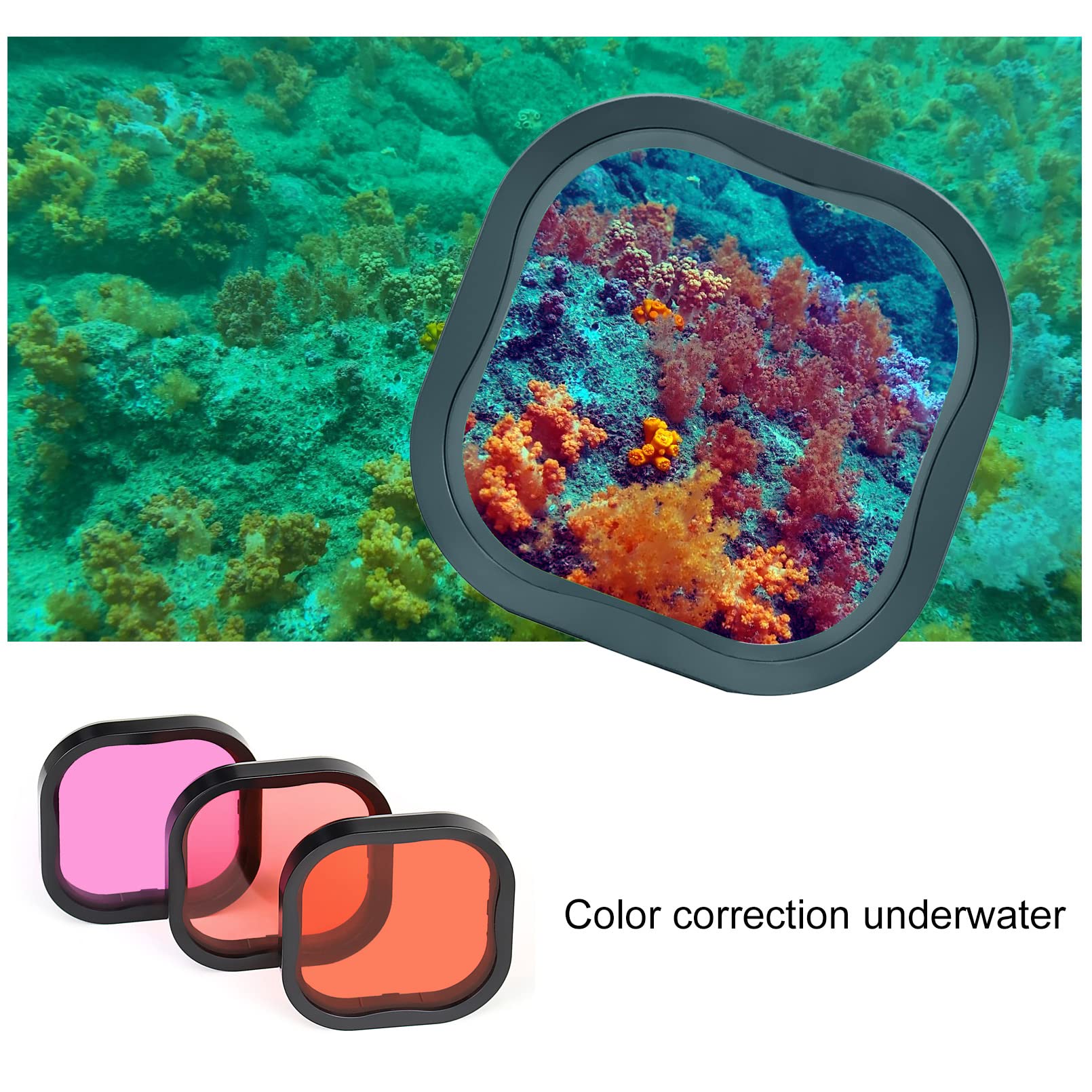 GEPULY Waterproof Case for GoPro Hero 8 Black with 60M Dive Housing & 4-Pack Filters - Plastic, Includes Red, Light Red, Magenta Filters