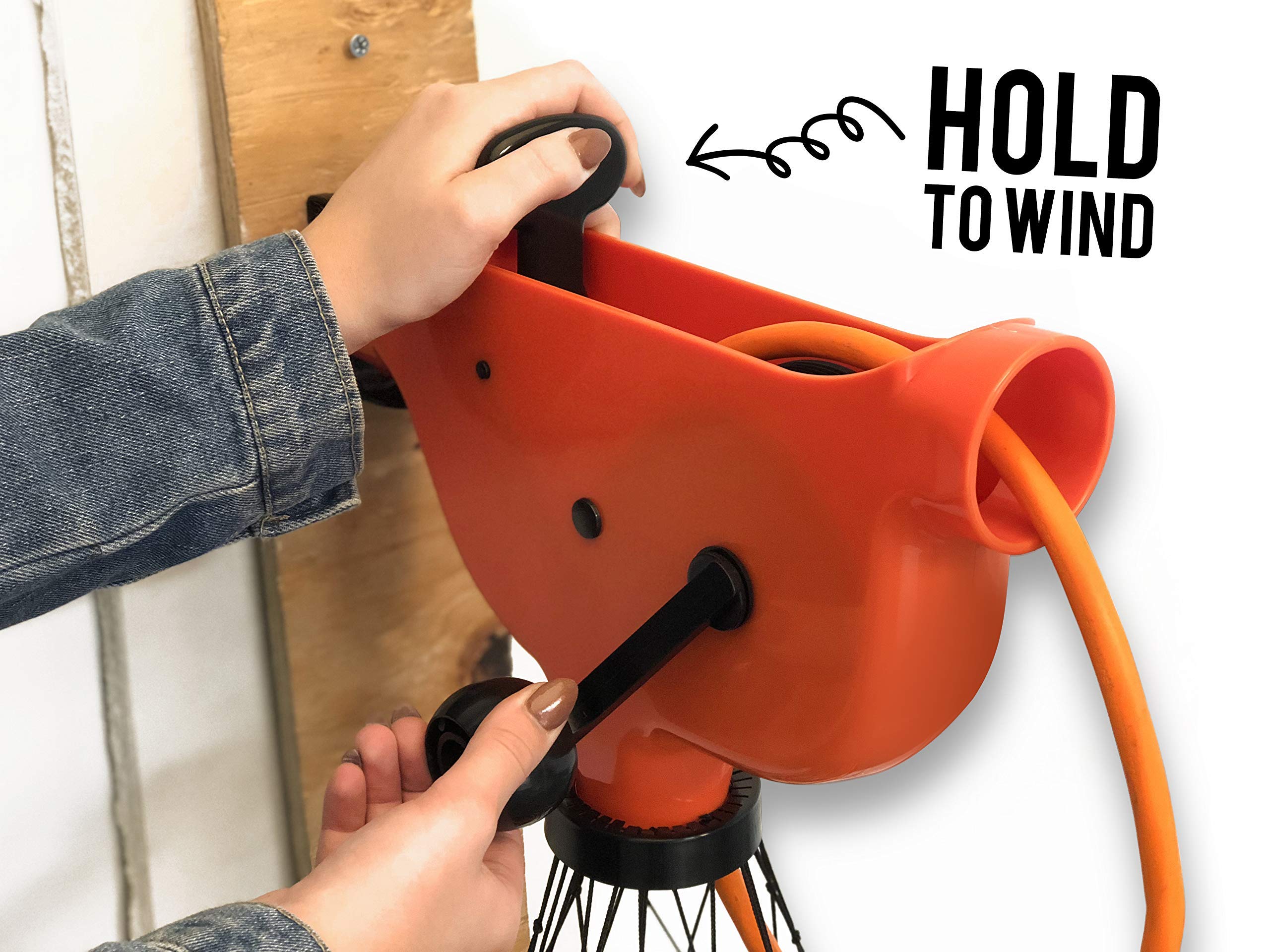 Chromex Wall Mounted Extension Cord Winder Organizer, Orange, Includes 2 Fixed & 1 Swivel Bracket, Model ADX1-1005-ORG