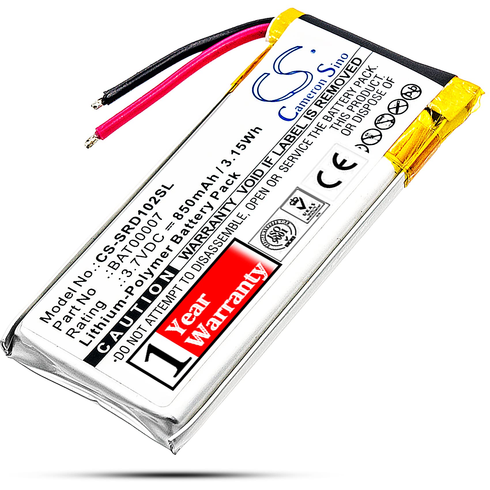 Estry Bat00007 Battery Replacement For Cardo Scala Rider Packtalk, Packtalk Duo, Srpt0102