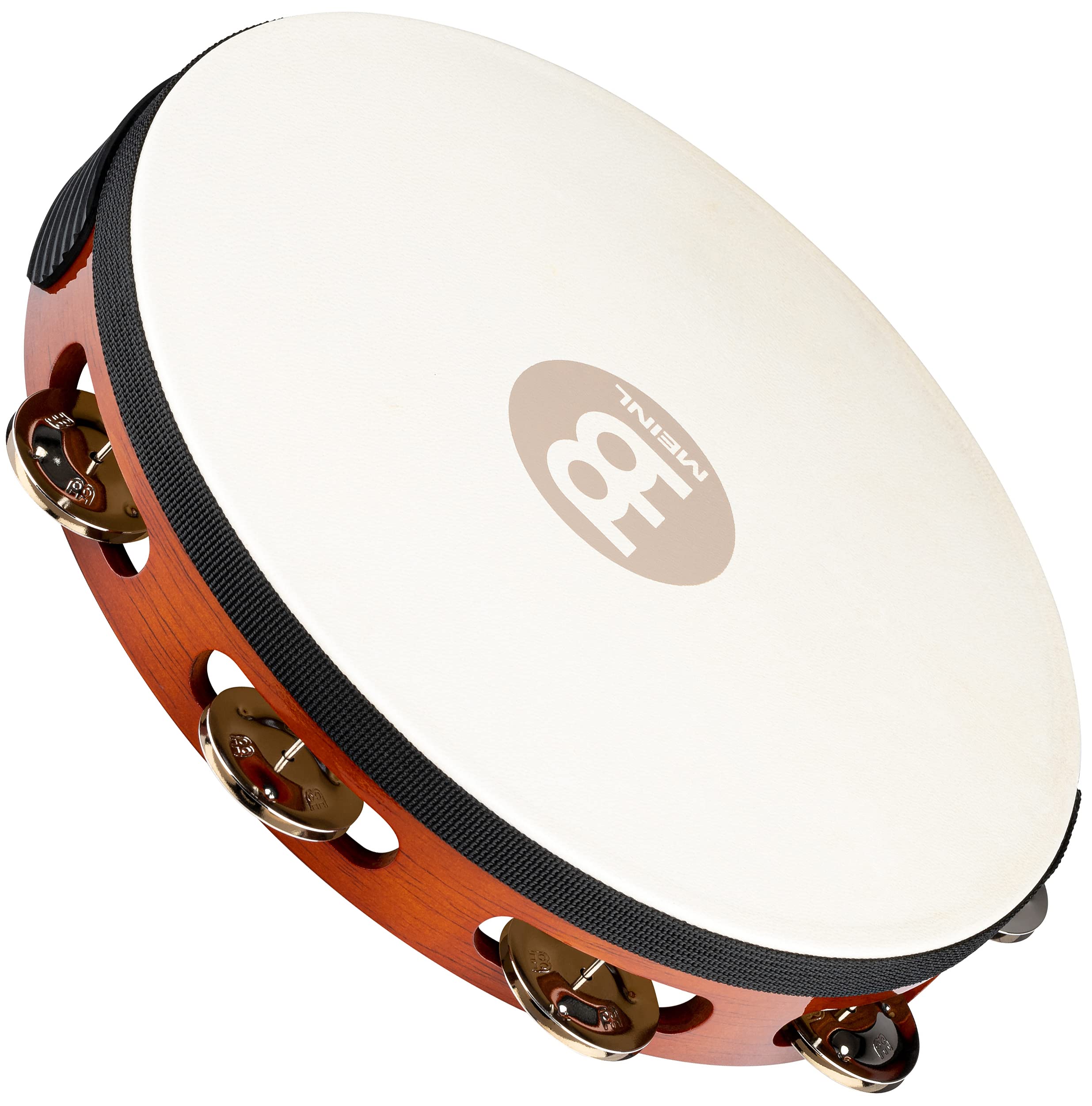 Meinl Percussion Tah1Ab Traditional 10 Inch Wood Tambourine With Goat Skin Head And Steel Jingles, 1 Row