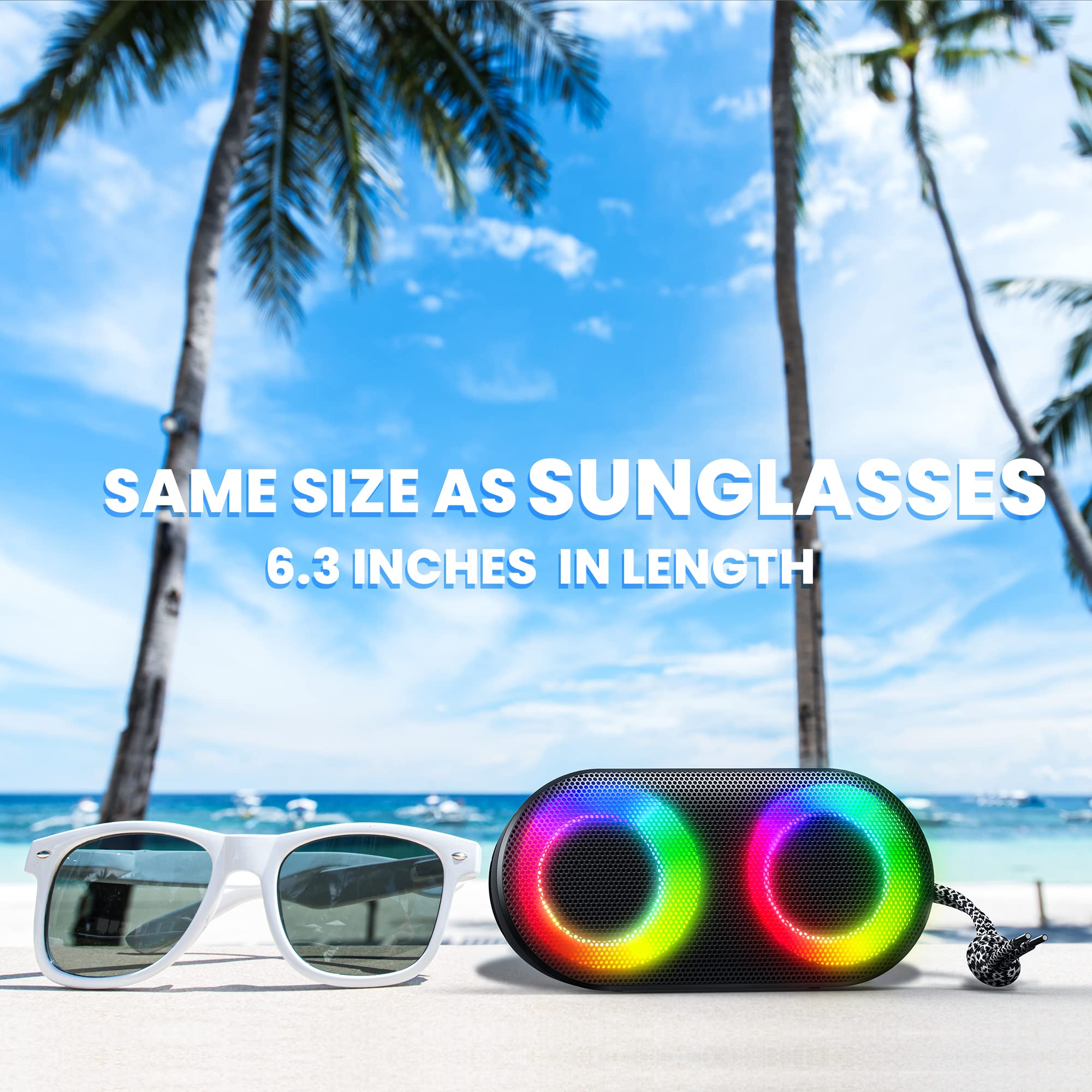 Miatone Portable Bluetooth Speakers With Lights, Bluetooth Speaker Kids, 15W, Ipx7 Waterproof, Bluetooth 5.3, 24H Playtime, Buil