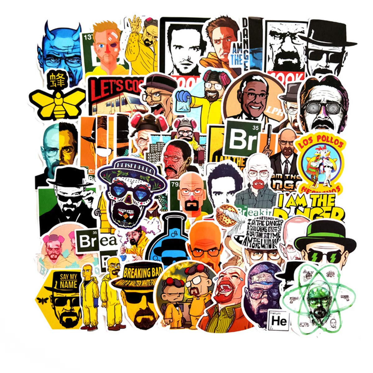 Decal Stickers 50 Pcs Breaking Bad Laptop Sticker Waterproof Vinyl Stickers Car Sticker Motorcycle Bicycle Luggage Decal Graffiti Patches Skateboard Sticker (Breaking Bad) -Like New