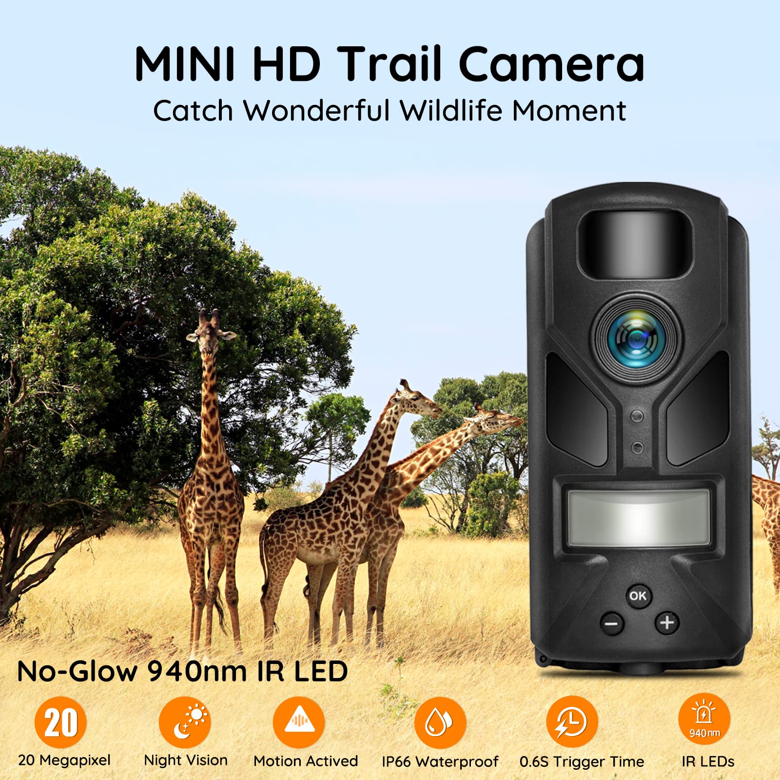 Outdoor Expert 20Mp Mini Trail Camera,1080P Hunting Trail Camera With No Glow 940Nm Night Vision Motion Activated Ip66 Waterproo