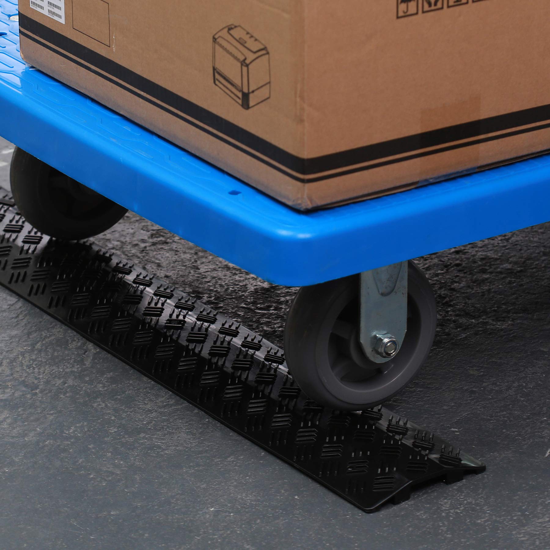 Anbotek   Small 1 Piece   Floor Cord Cover Cord Protector Drop Over Drop Trak Cable Ramp For Office Warehouse   Black