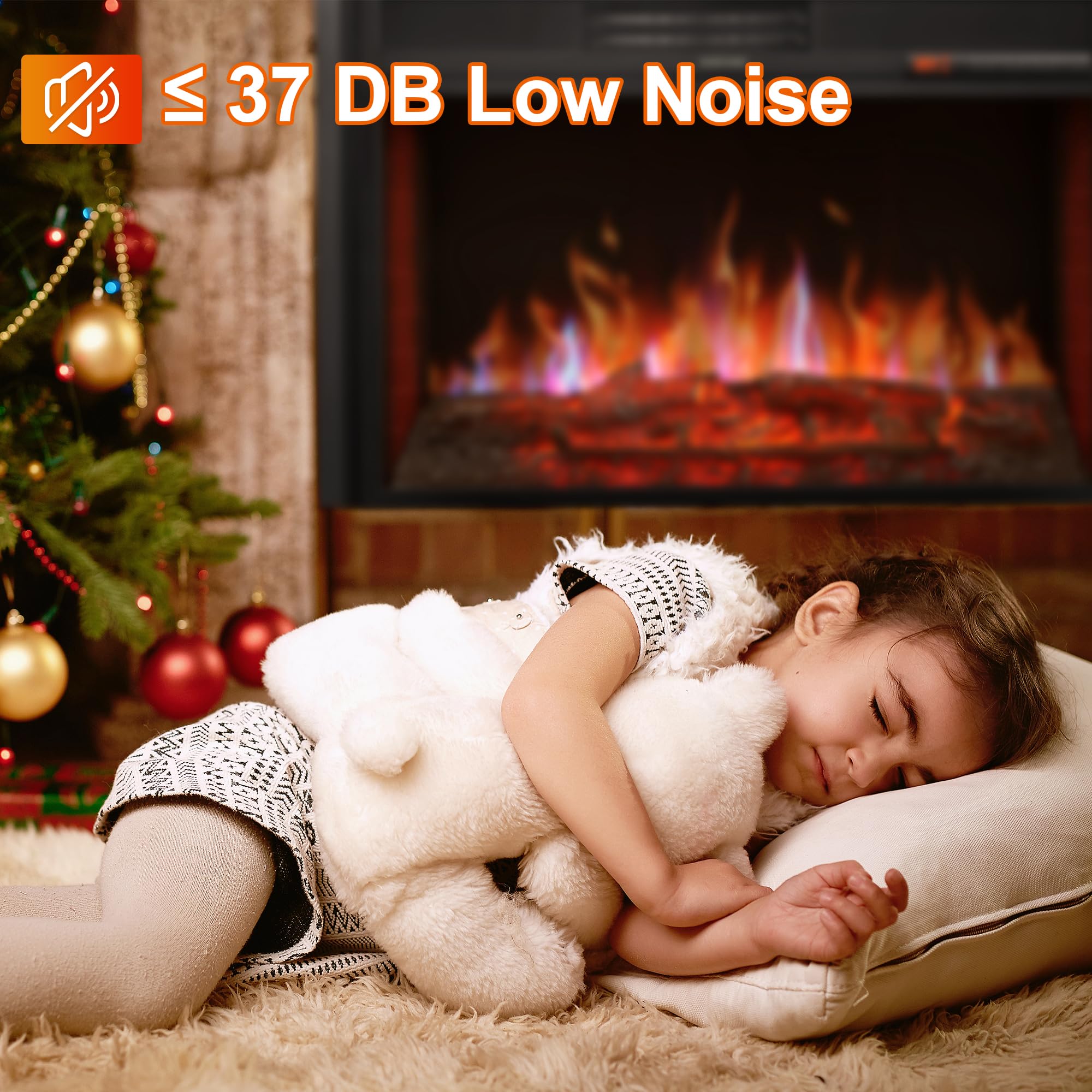 32'' Electric Fireplace Inserts Heater   Recessed Fire Places Electric Fireplace Insert With Remote Control, 8H Timer, 6 Brightn