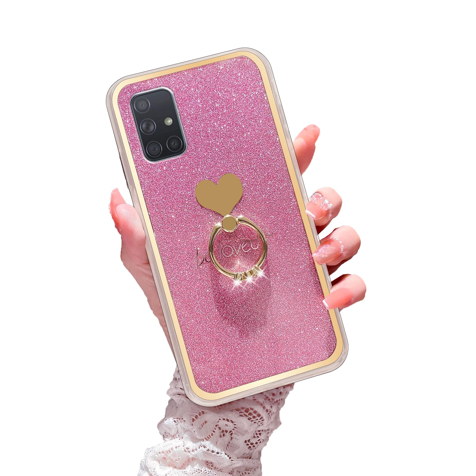 Easyscen For Galaxy A71 5G Case (6.7 Inch), For Samsung A71 5G Phone Case Girls Women Luxury Glitter Soft Shell With Cute Heart