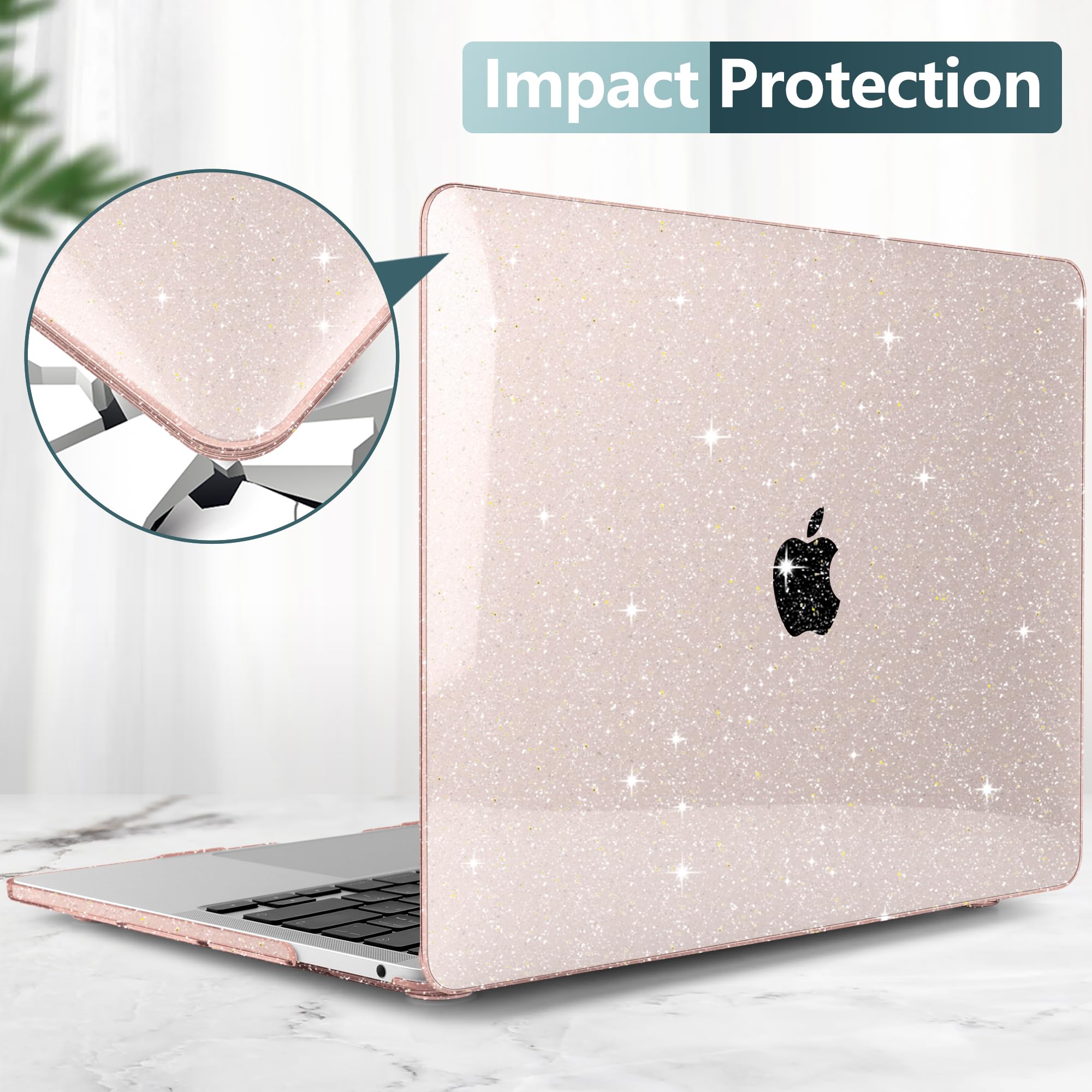 Dongke For Macbook Pro 13 Inch Case 2023 2022 2021 2020 Release Model A2338 M2/M1 A2251 A2289 With Touch Bar & Touch Id, Glitter