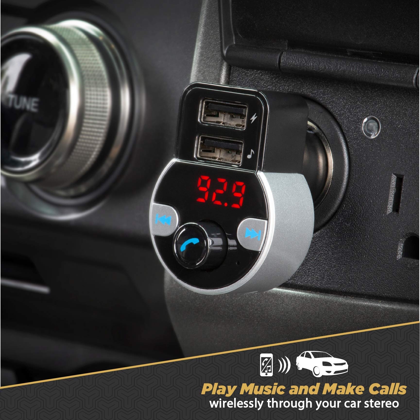 Scosche Sbtfm4 Xces0 Select Bluetooth 5.0 Fm Transmitter W/ Dual Usb Charger Ports, & Digital Led Display, Wireless Radio Blueto