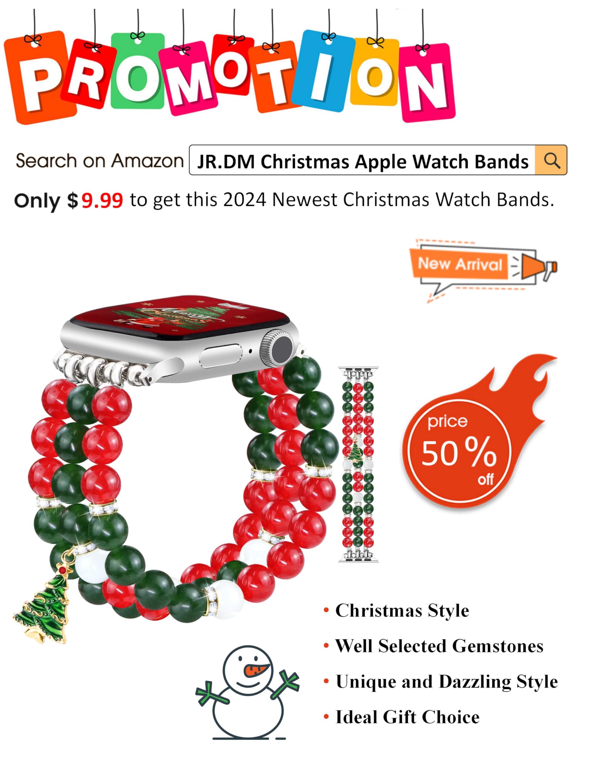 Jr.Dm Beaded Bracelet Compatible With Apple Watch 40Mm 38Mm 41Mm 42Mm For Women, Cute Fashion Preppy Stack Handmade Elastic Watc