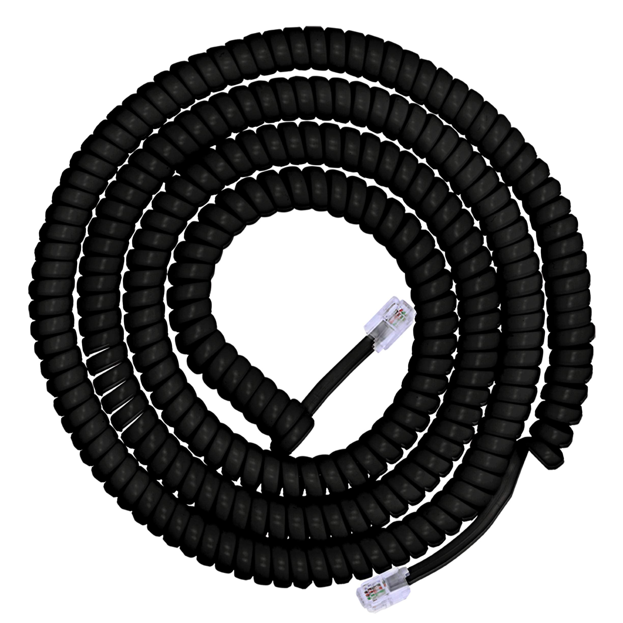Power Gear Coiled Telephone Cord, 2 Feet Coiled, 12 Feet Uncoiled, Phone Cord Works With All Corded Landline Phones, For Use In 